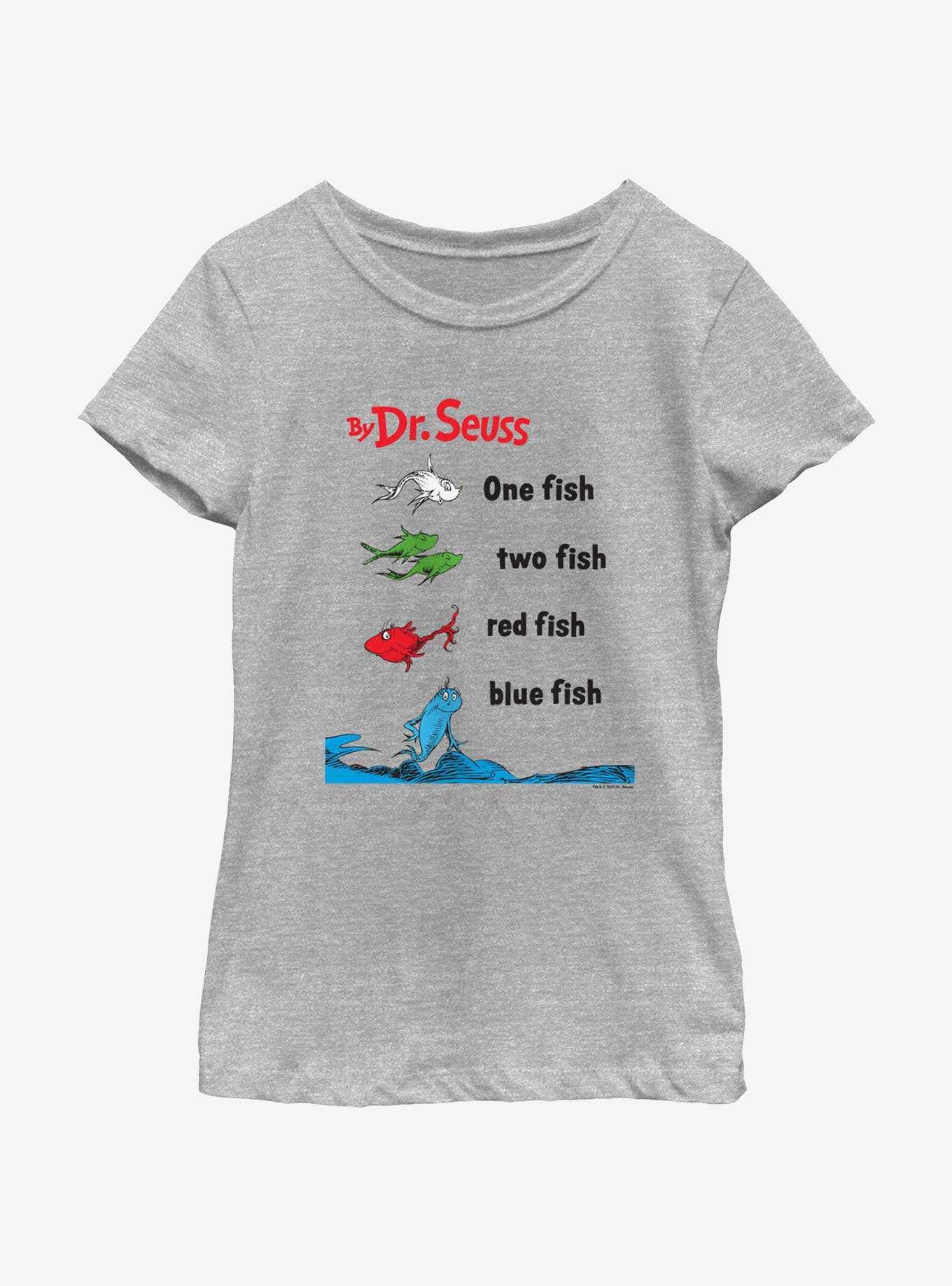 Dr. Seuss One Fish Two Fish Red Fish Blue Fish Badge Youth Girls T-Shirt, , hi-res