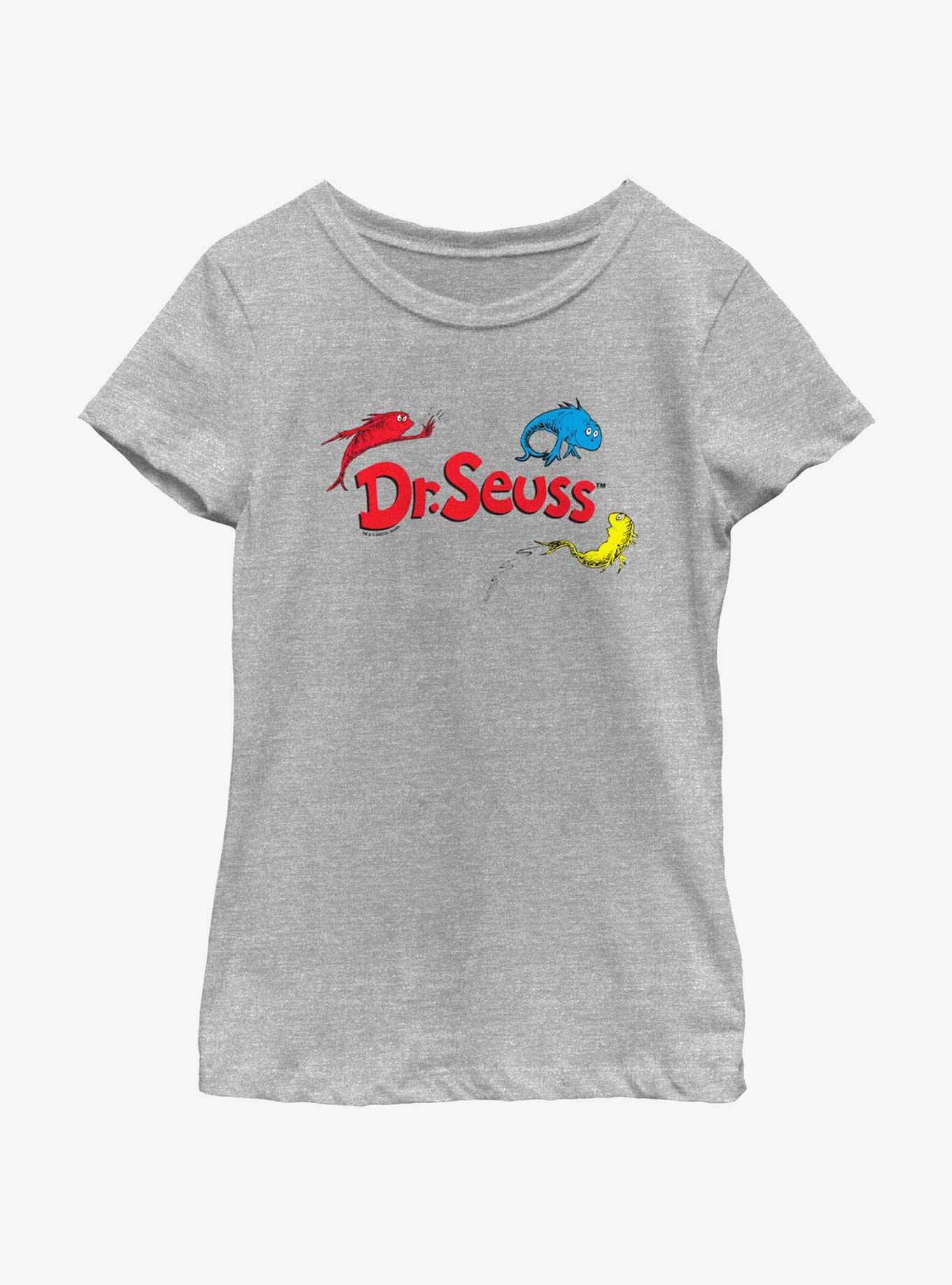 Dr. Seuss Fish Logo Youth Girls T-Shirt, ATH HTR, hi-res