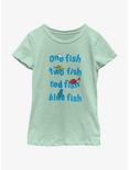 Dr. Seuss One Fish Two Fish Red Fish Blue Fish Youth Girls T-Shirt, MINT, hi-res