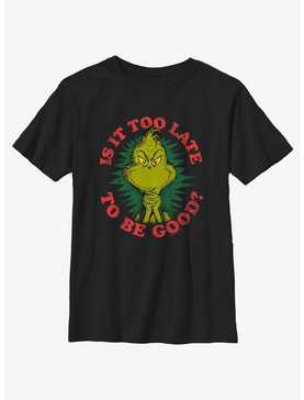 Dr. Seuss Grinch Is It Too Late To Be Good Youth T-Shirt, , hi-res