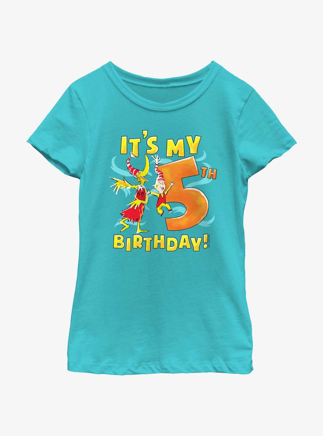 Dr. Seuss It's My 5th Birthday Youth Girls T-Shirt, TAHI BLUE, hi-res
