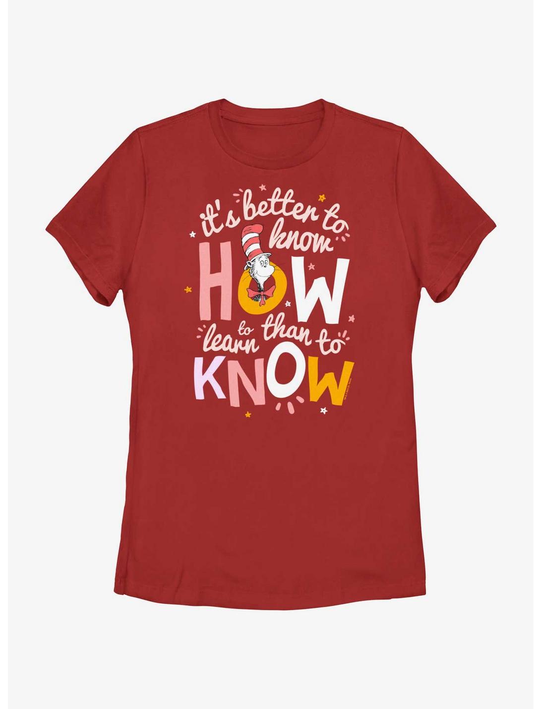 Dr. Seuss Cat In The Cat Know How To Learn Womens T-Shirt, RED, hi-res