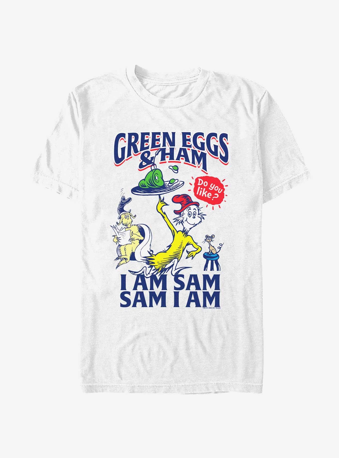 Dr. Seuss I Am Sam Green Eggs and Ham T-Shirt, WHITE, hi-res