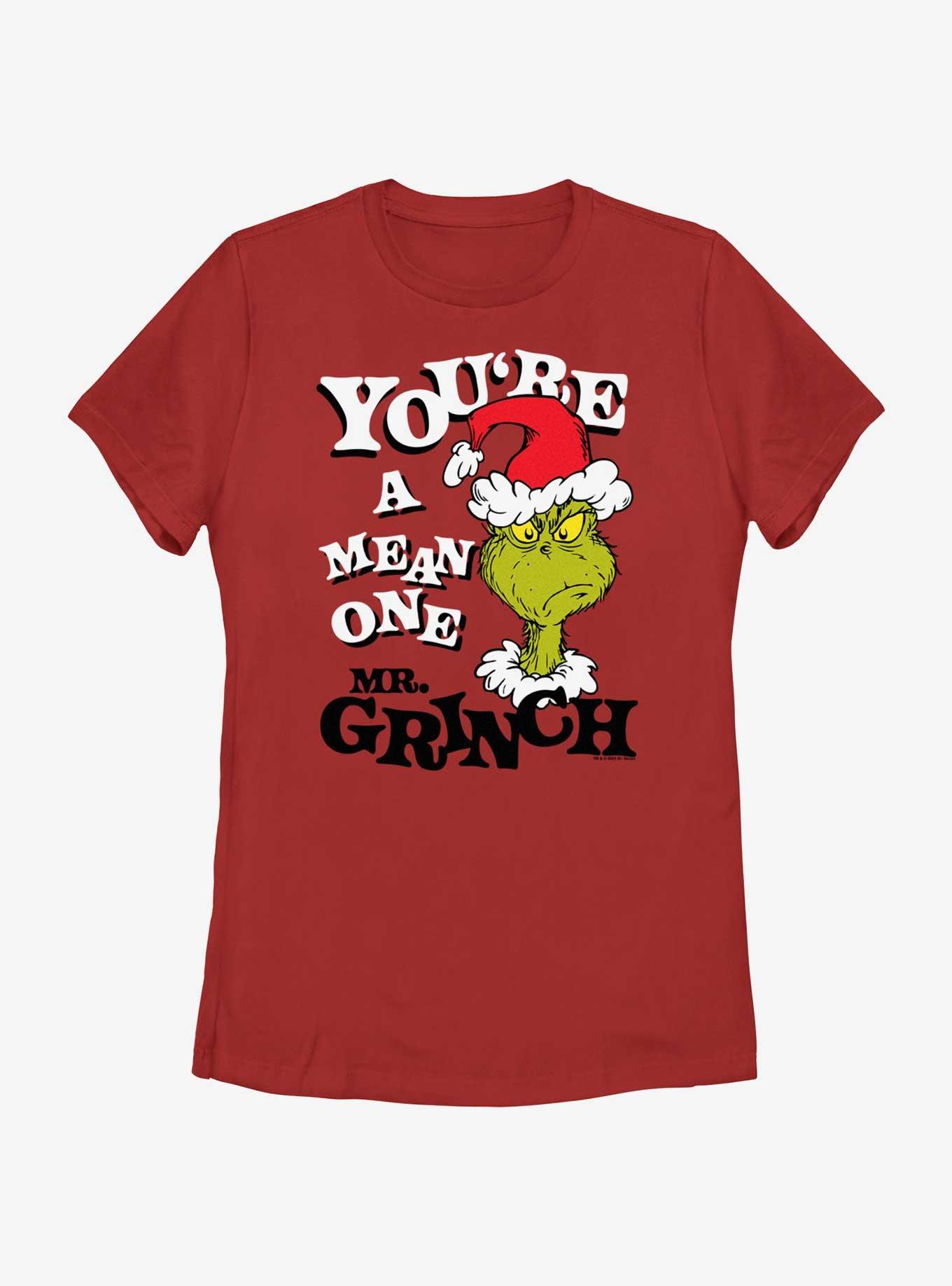 Dr. Seuss You're A Mean One Mr. Grinch Womens T-Shirt, RED, hi-res
