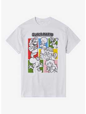 Super Mario Grid Outline Boyfriend Fit Girls T-Shirt, , hi-res