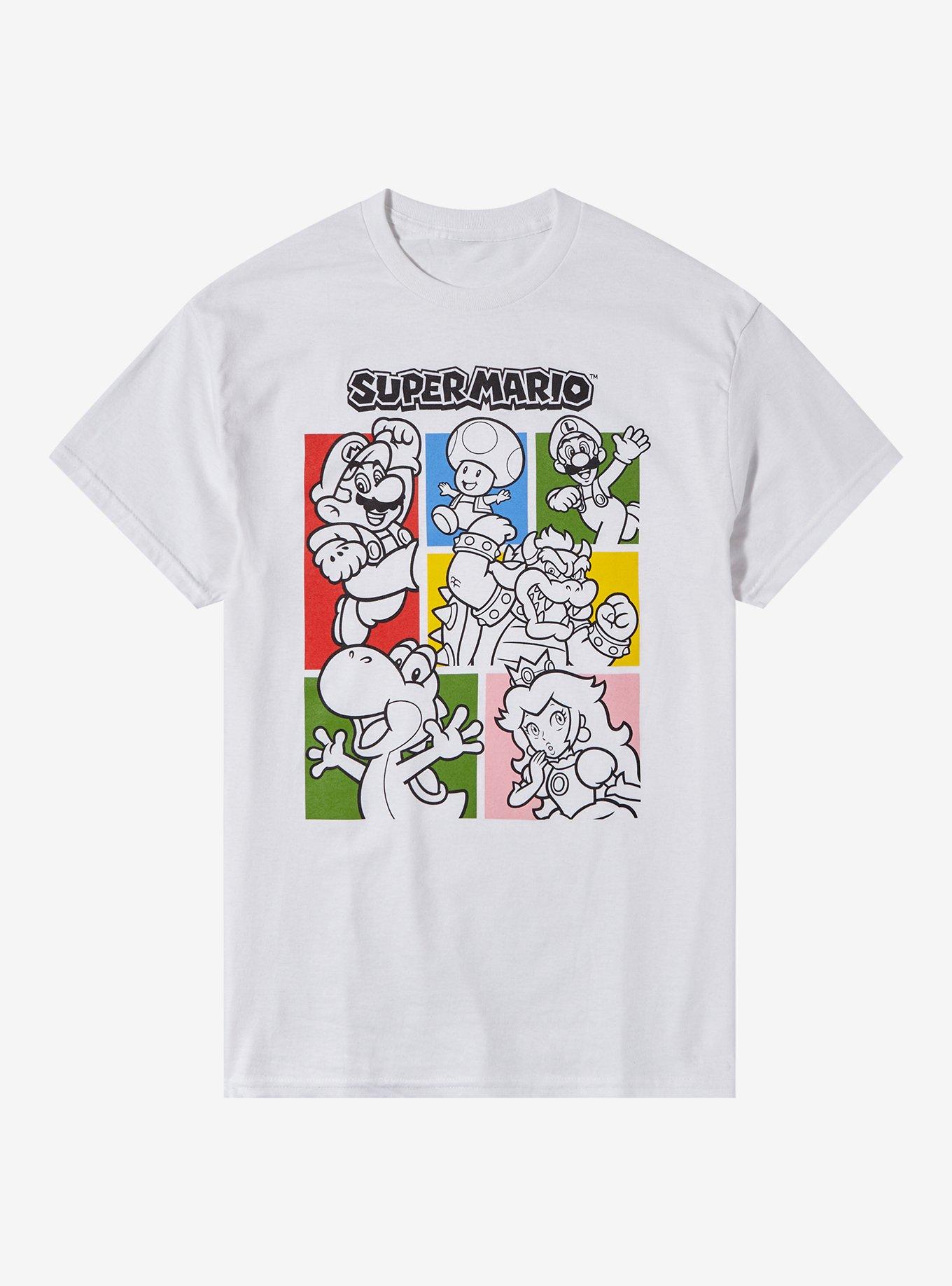 Super Mario Grid Outline Boyfriend Fit Girls T-Shirt, MULTI, hi-res