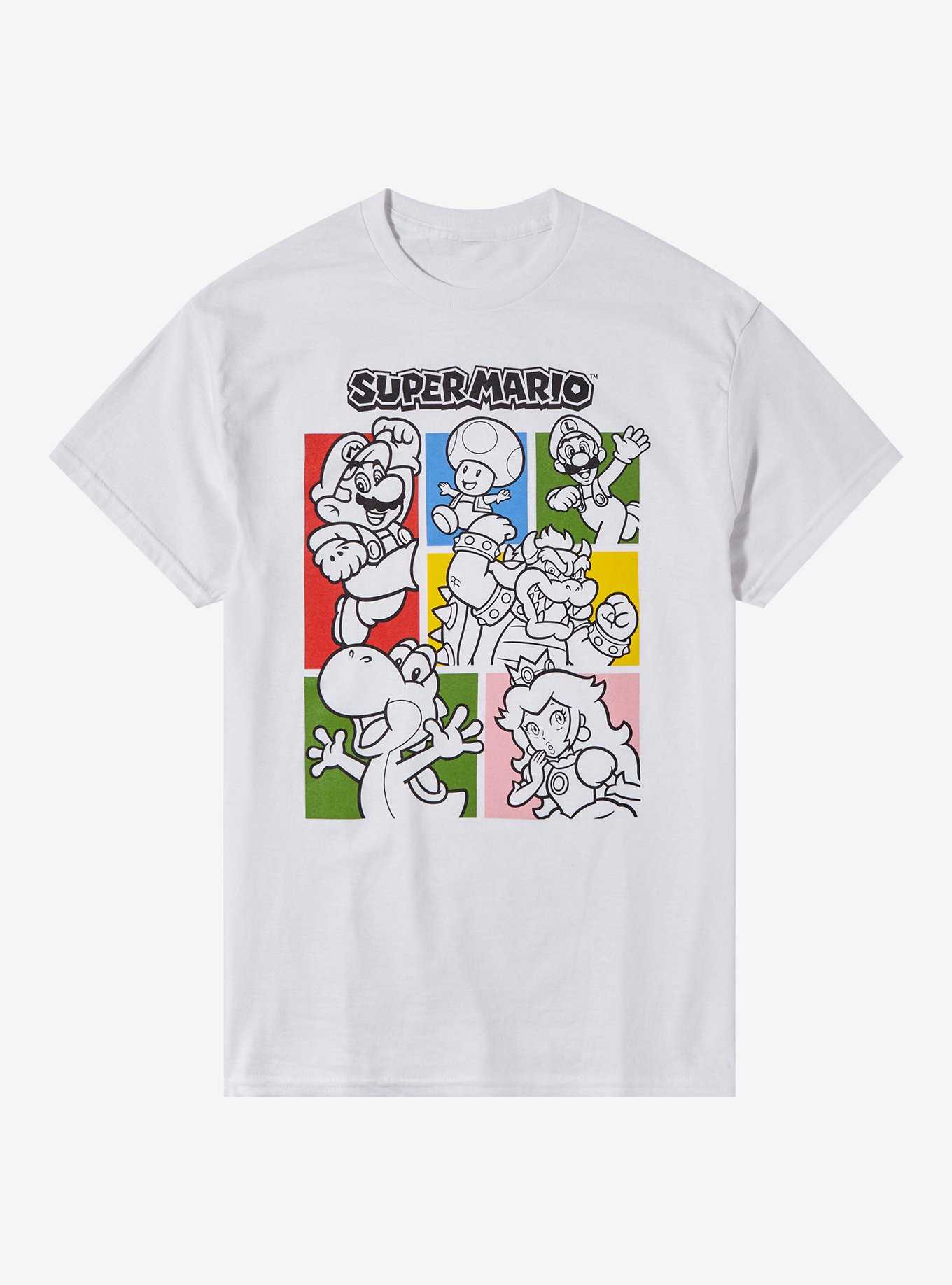Super Mario Grid Outline Boyfriend Fit Girls T-Shirt, , hi-res