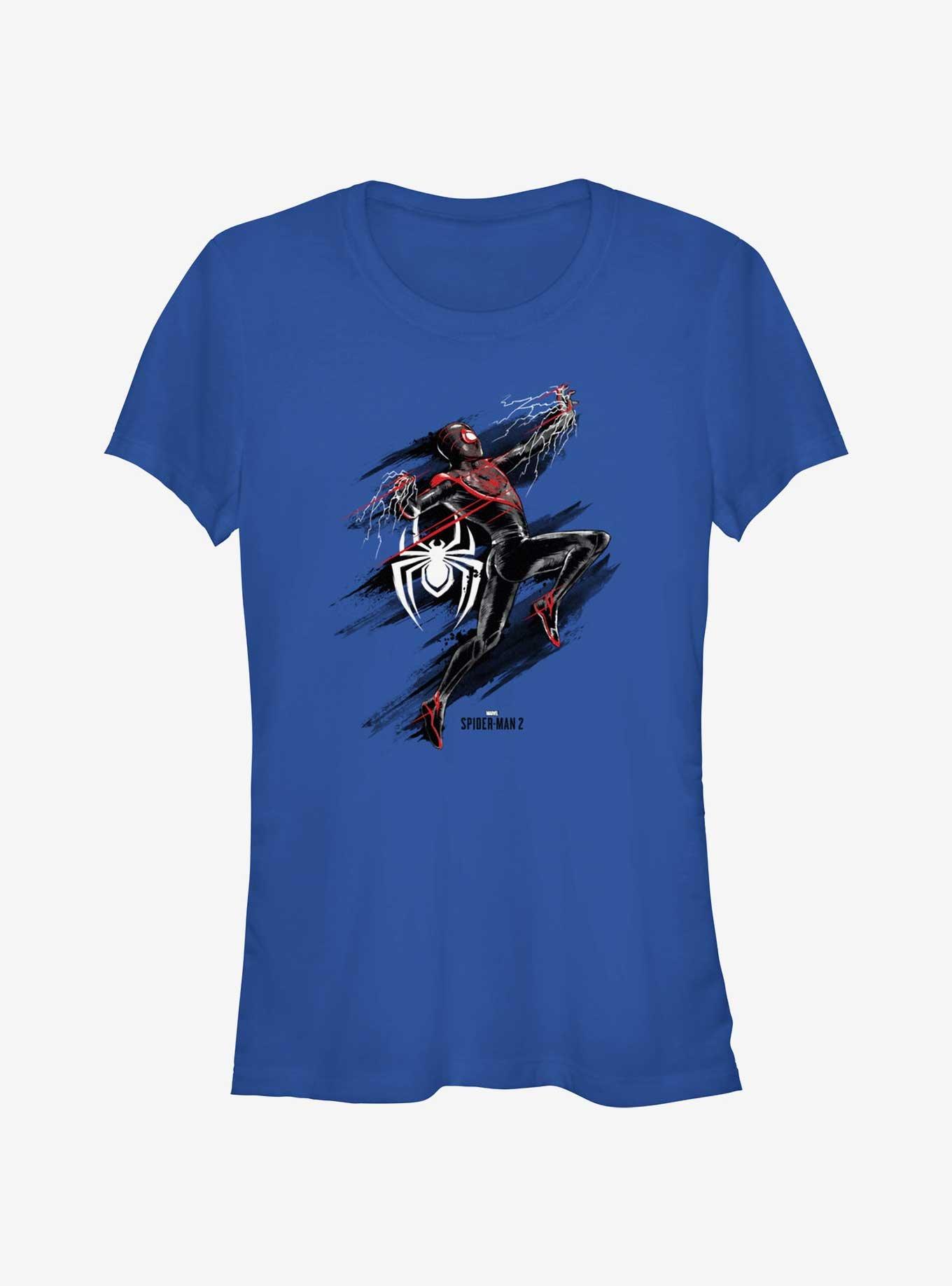 Marvel Spider-Man 2 Game Miles Morales Action Portrait Girls T-Shirt, ROYAL, hi-res