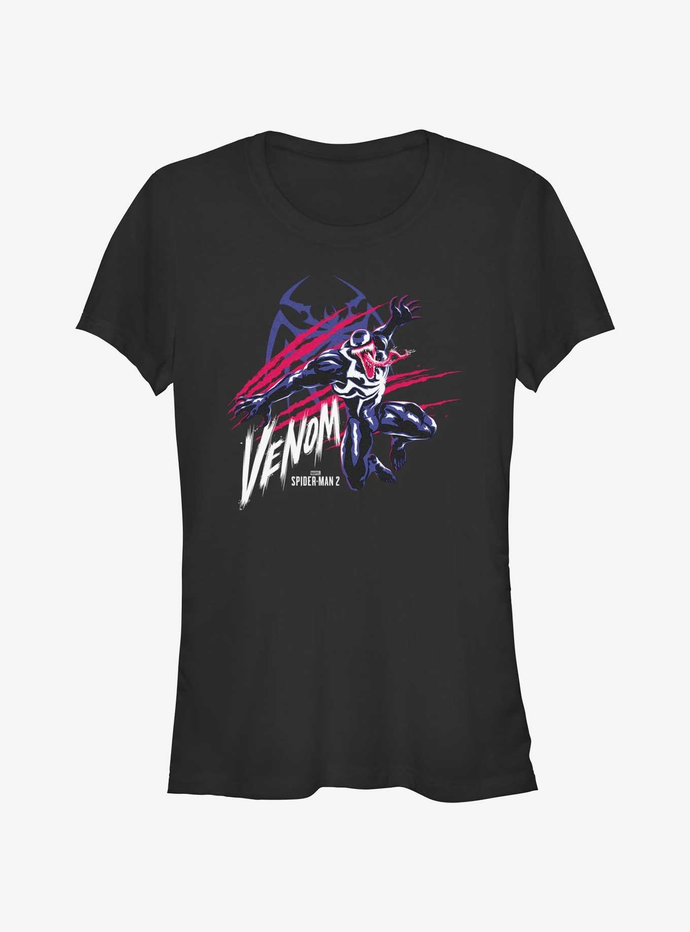 Marvel Spider-Man 2 Game Venom Scratch Portrait Girls T-Shirt, BLACK, hi-res