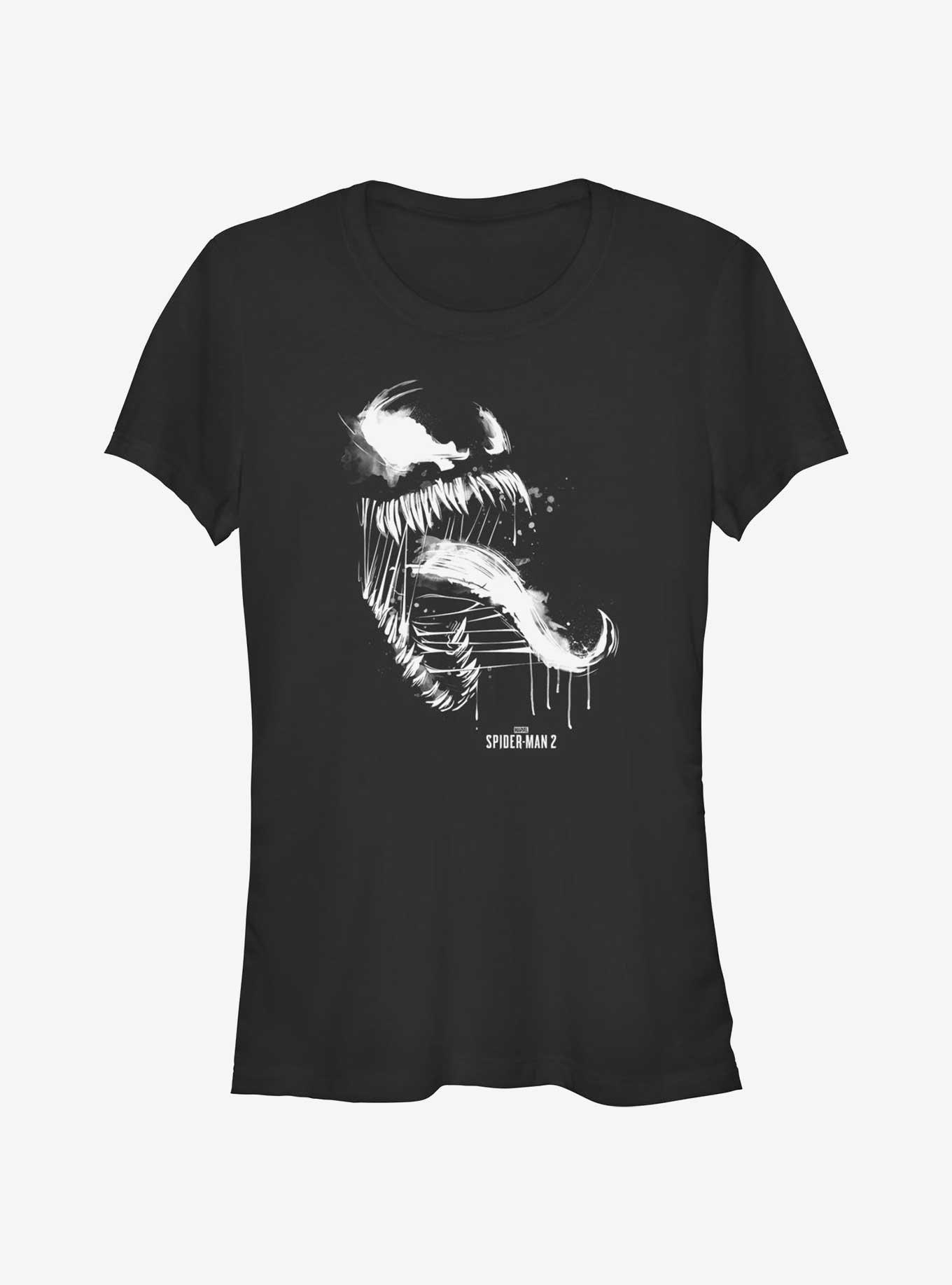 Marvel Spider-Man 2 Game Venom Sketch Portrait Girls T-Shirt, BLACK, hi-res