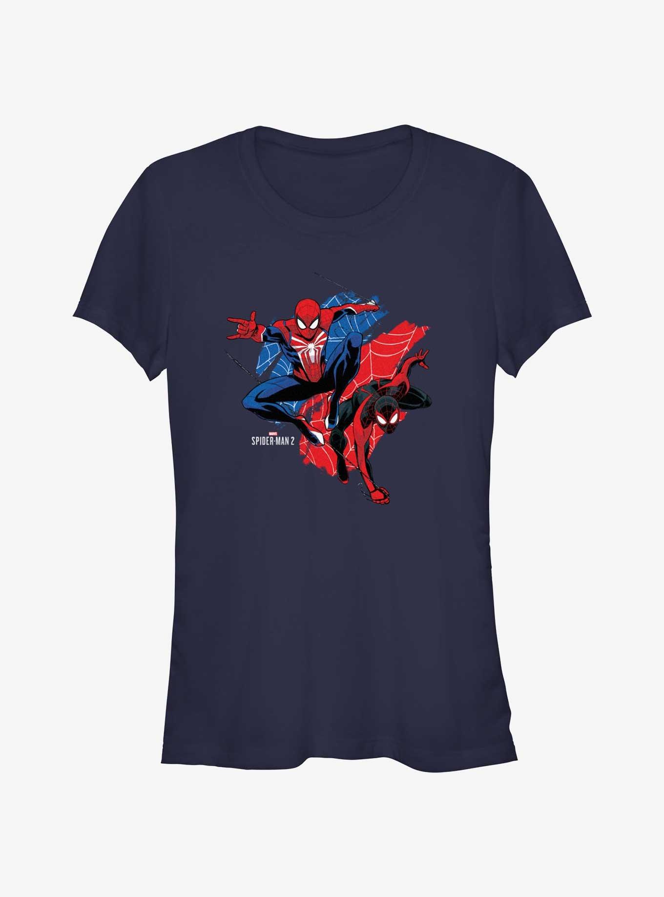 Marvel Spider-Man 2 Game Peter Parker & Miles Morales Girls T-Shirt, NAVY, hi-res