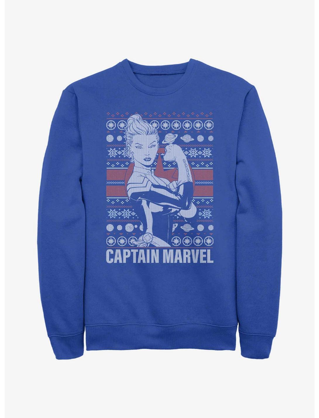 Marvel Captain Marvel Ugly Holiday Sweatshirt, ROYAL, hi-res