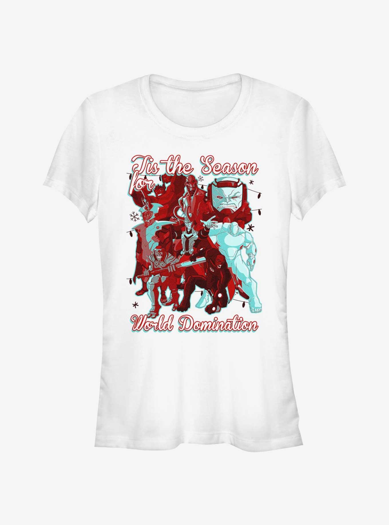 Marvel Avengers Tis The Season For World Domination Girls T-Shirt, WHITE, hi-res