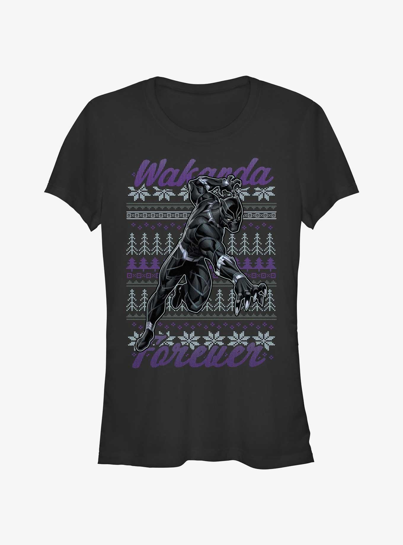 Marvel Black Panther Ugly Holiday Girls T-Shirt, BLACK, hi-res