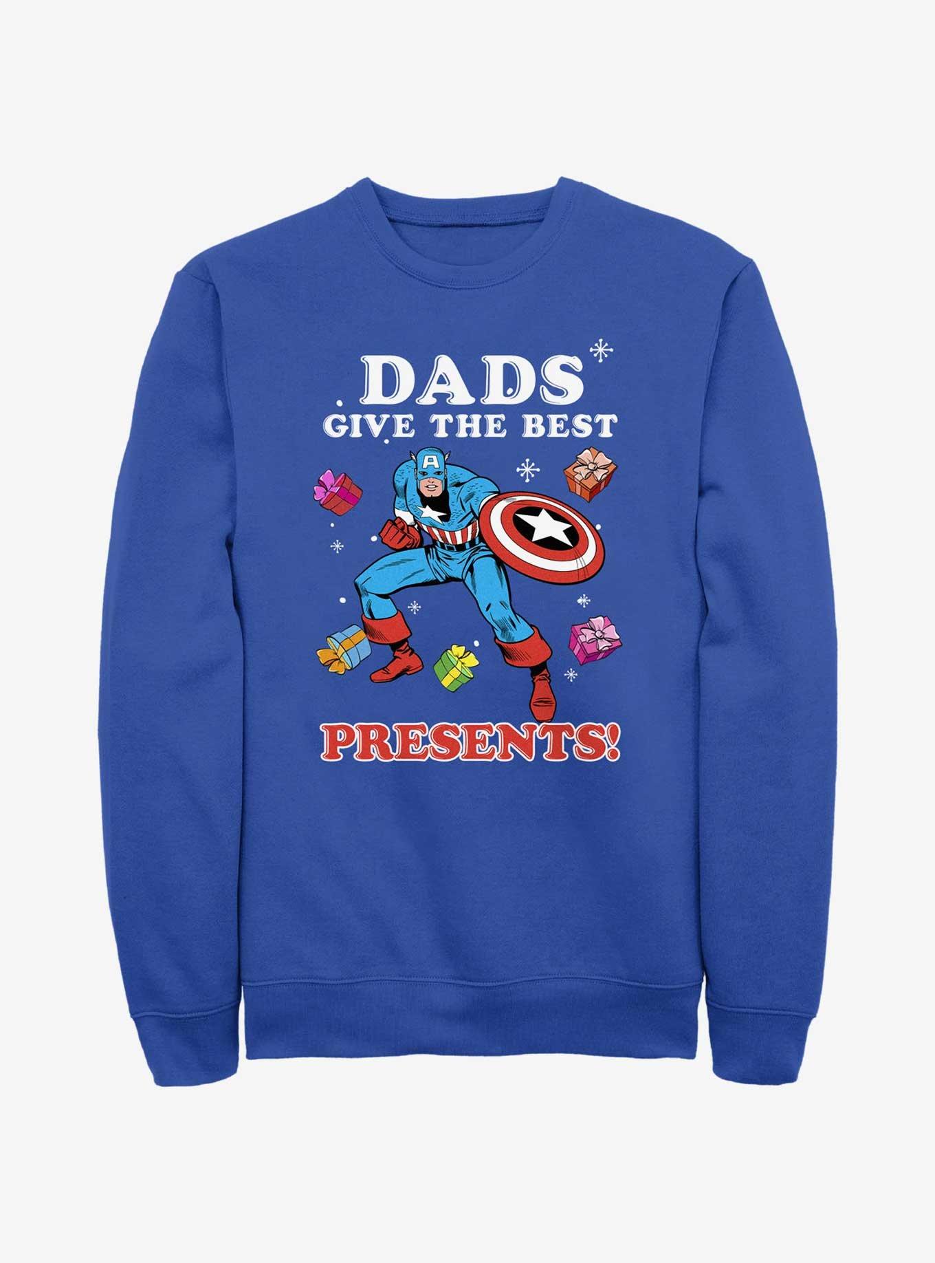 Marvel Captain America Dads Give The Best Presents Sweatshirt, ROYAL, hi-res
