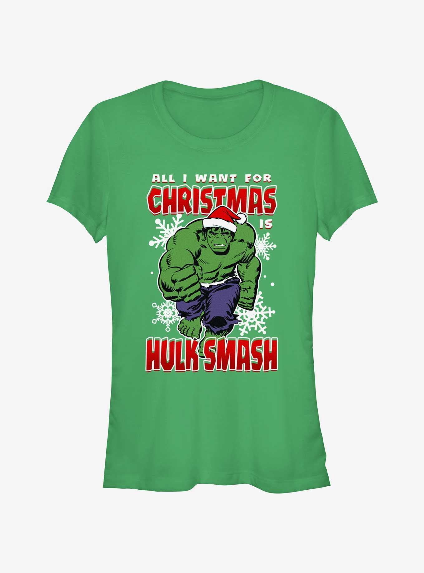 Marvel The Hulk Christmas Hulk Smash Girls T-Shirt