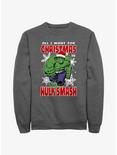 Marvel The Hulk Christmas Hulk Smash Sweatshirt, CHAR HTR, hi-res