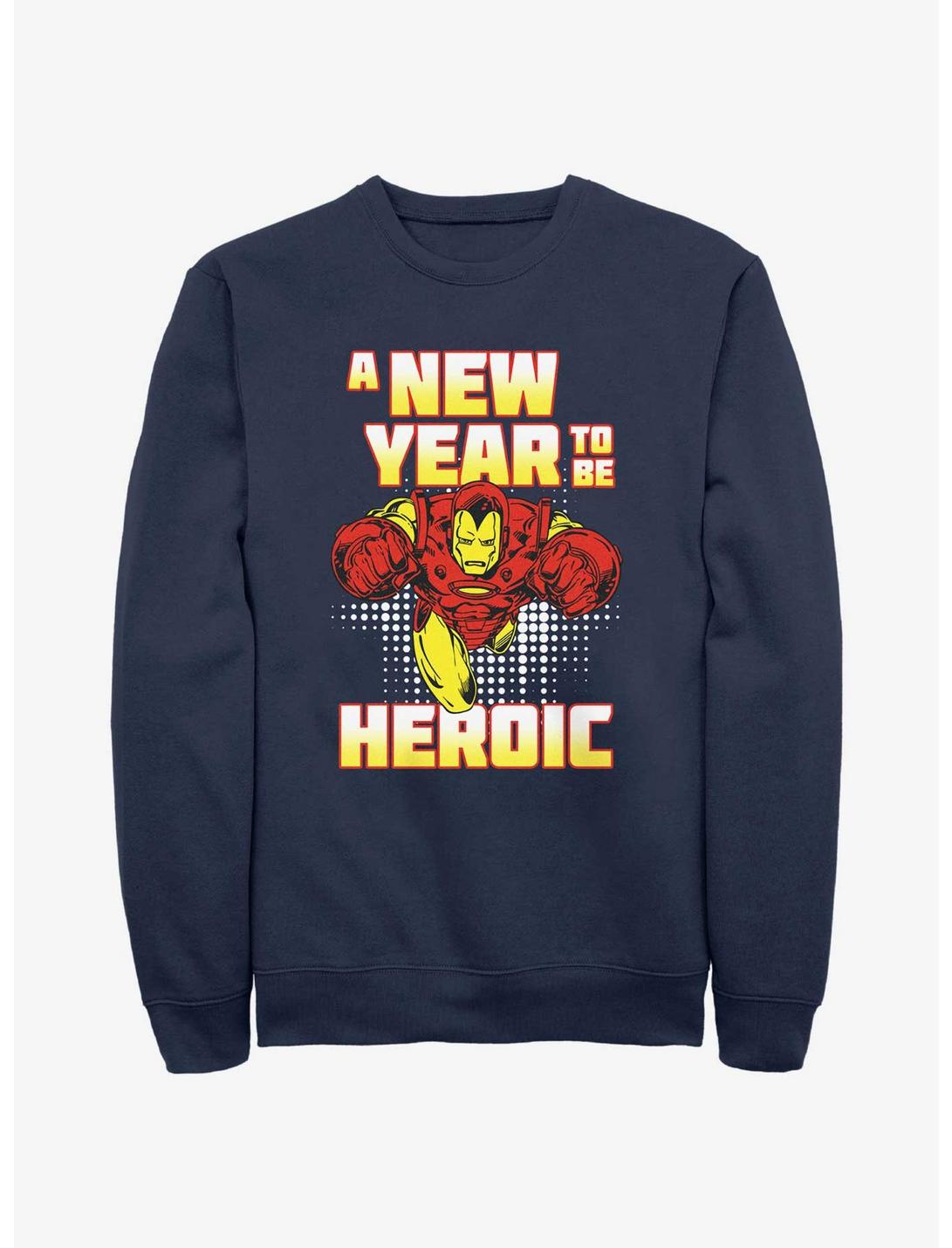 Marvel Iron Man New Year To Be Heroic Sweatshirt, NAVY, hi-res