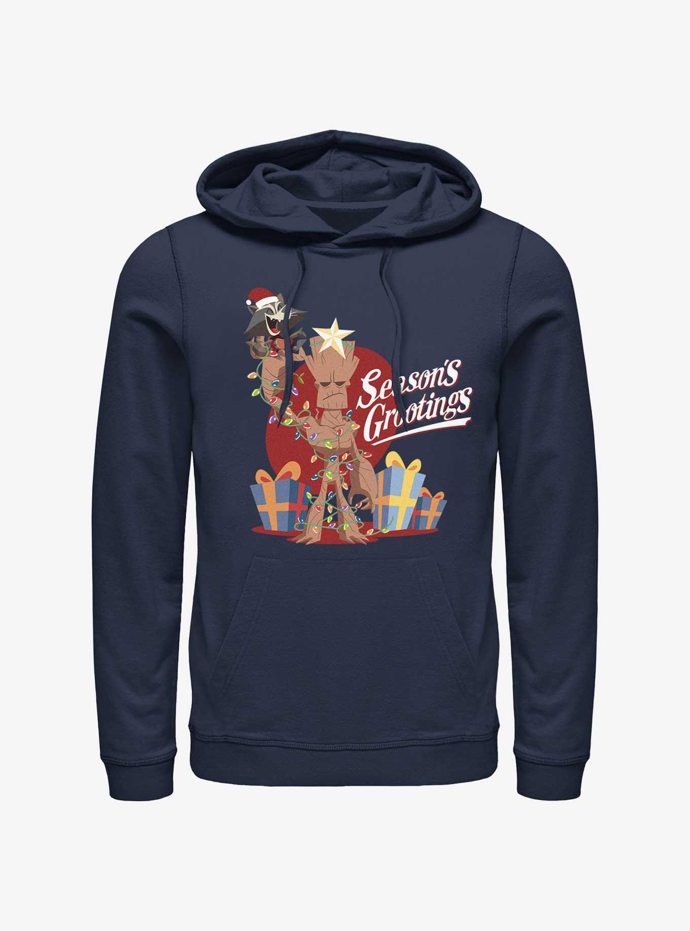 Marvel Guardians Of The Galaxy Seasons Grootings Hoodie, NAVY, hi-res