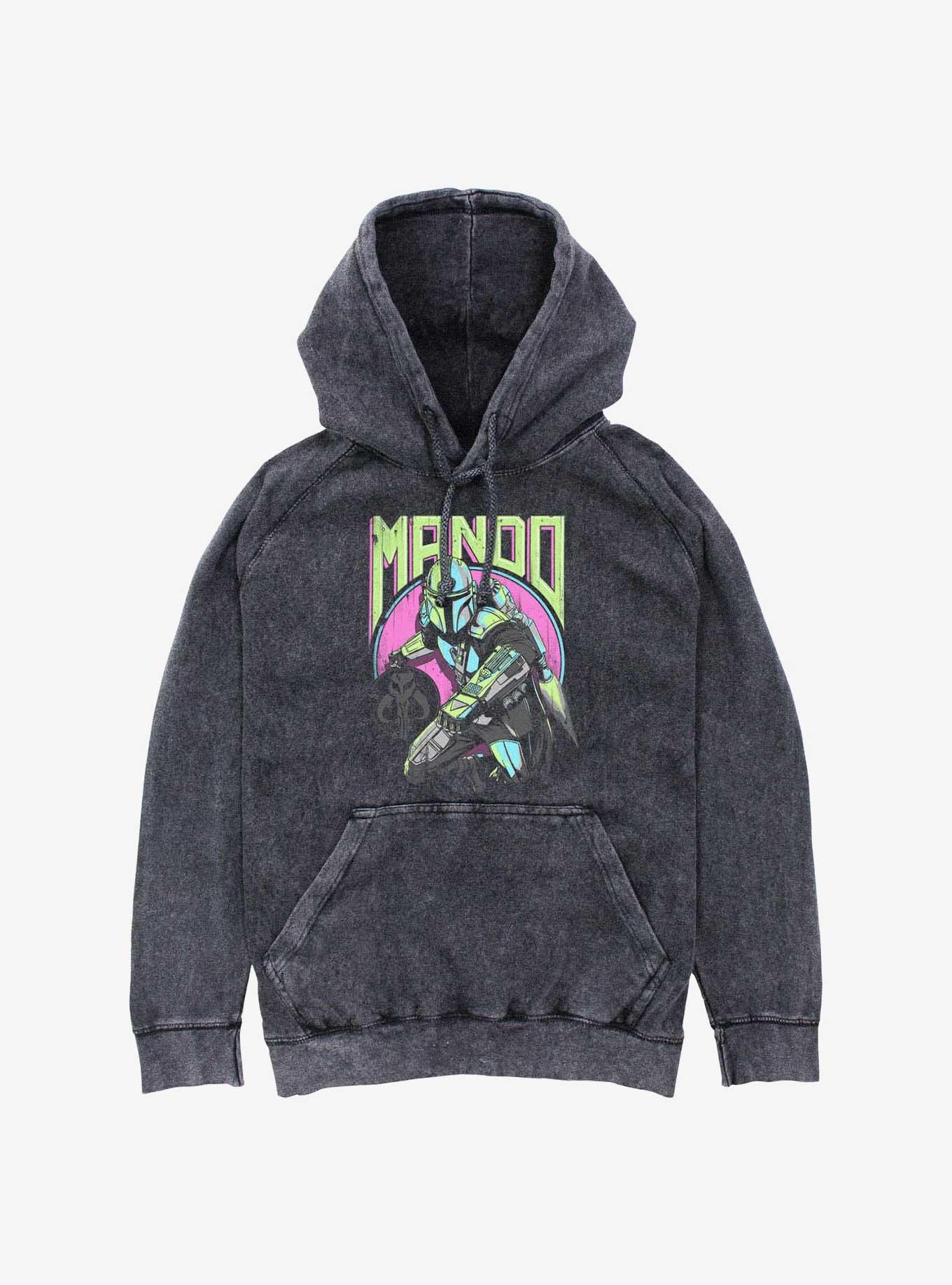 Star Wars The Mandalorian New Wave Mineral Wash Hoodie, BLACK, hi-res