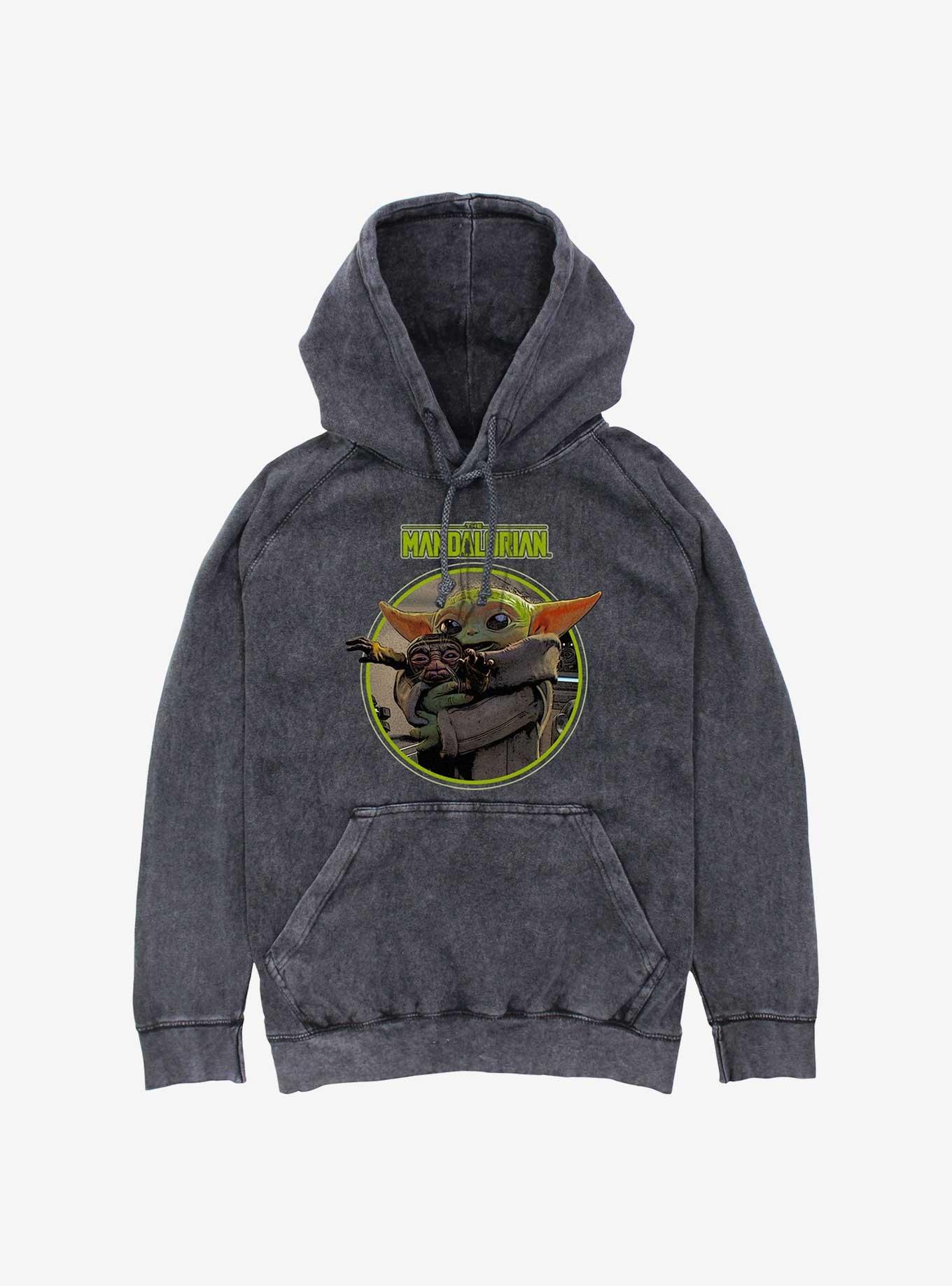 Star Wars The Mandalorian Grogu & An Anzellan Mineral Wash Hoodie Hot Topic Exclusive