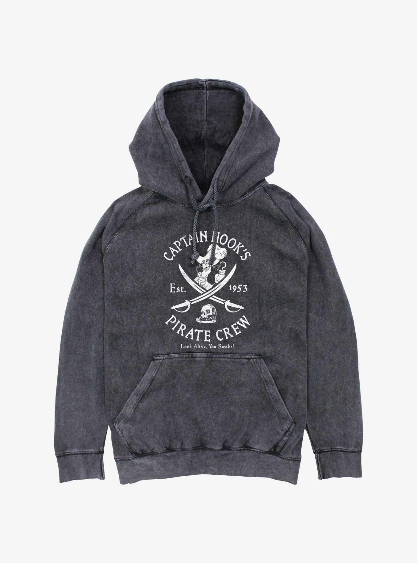 Disney Peter Pan Hook's Pirate Crew Mineral Wash Hoodie, BLACK, hi-res