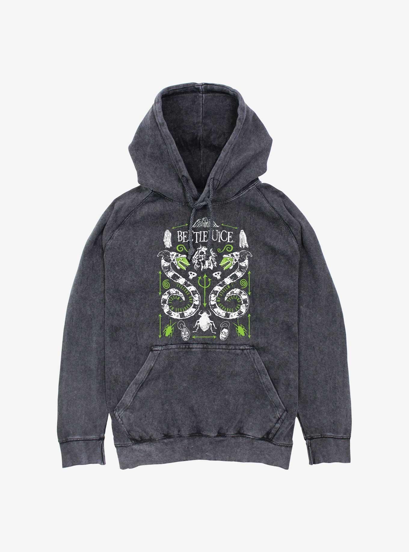 Beetlejuice Sandworm Mineral Wash Hoodie, BLACK, hi-res