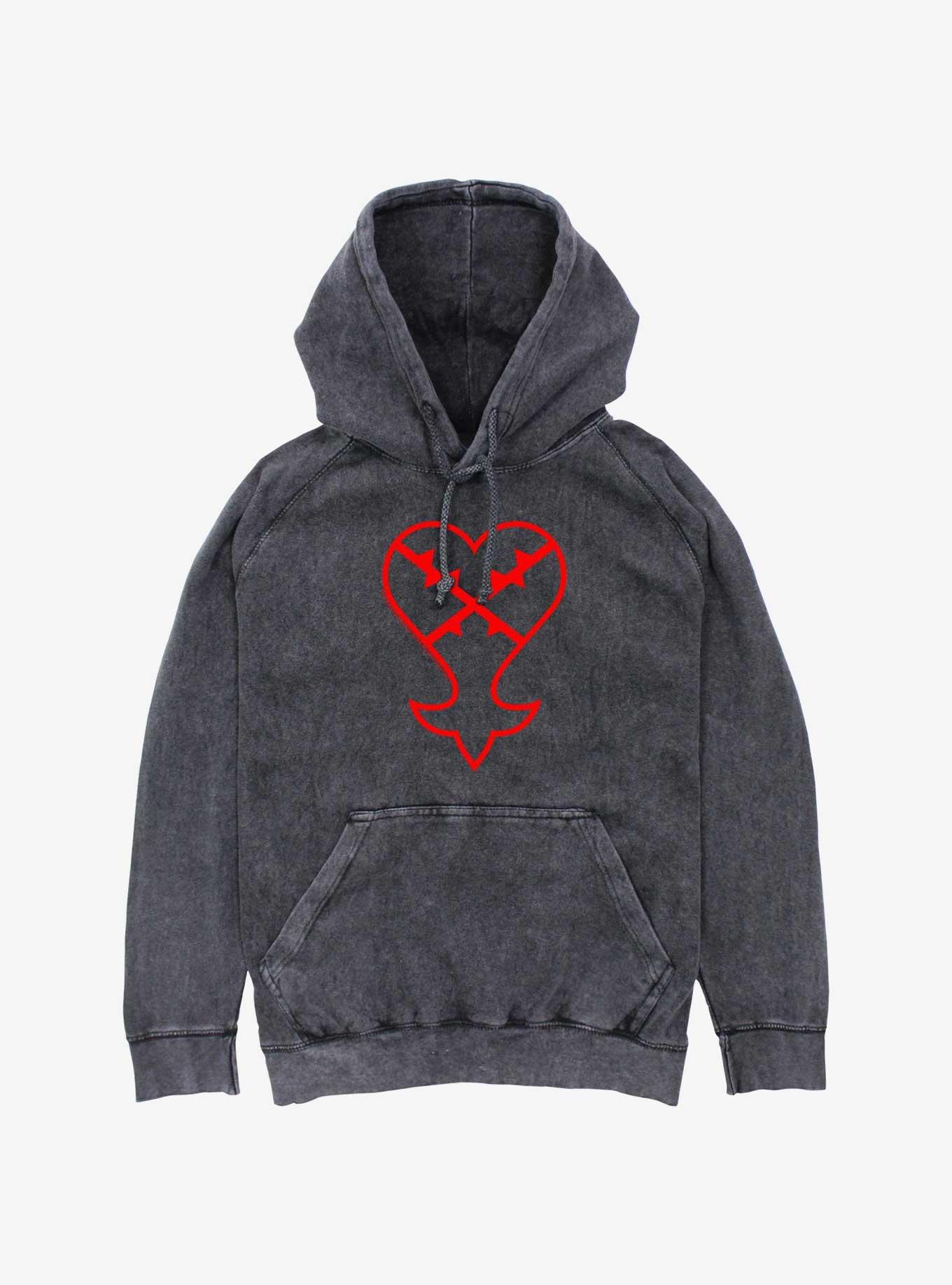 Kingdom Hearts Heartless Symbol Mineral Wash Hoodie, BLACK, hi-res