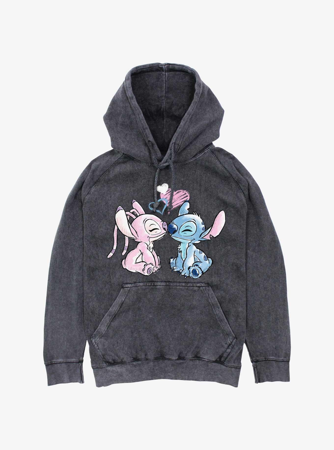 Disney Lilo & Stitch Stitch & Angel Mineral Wash Hoodie, , hi-res