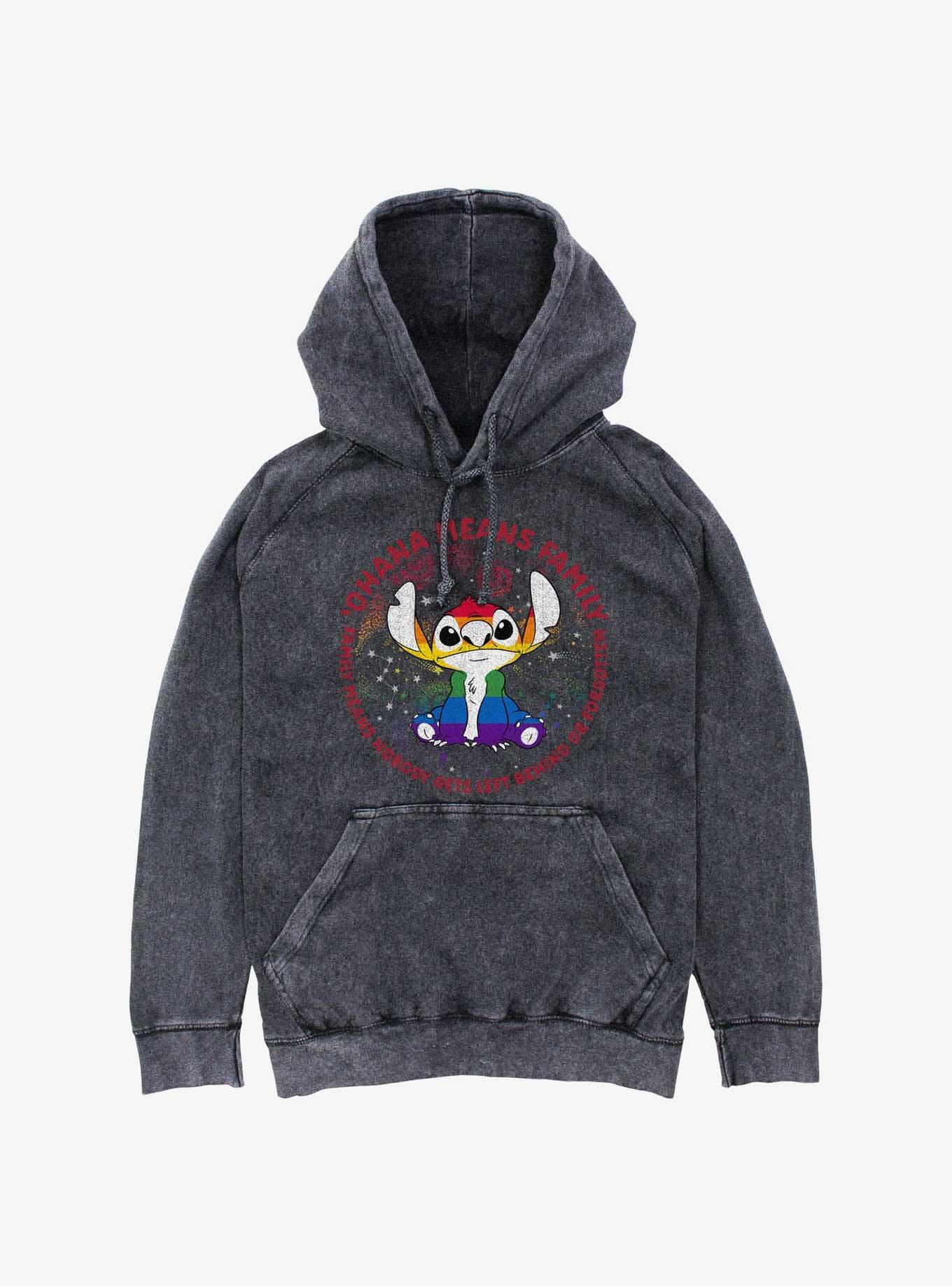 Disney Lilo & Stitch Ohana Pride Mineral Wash Hoodie, BLACK, hi-res