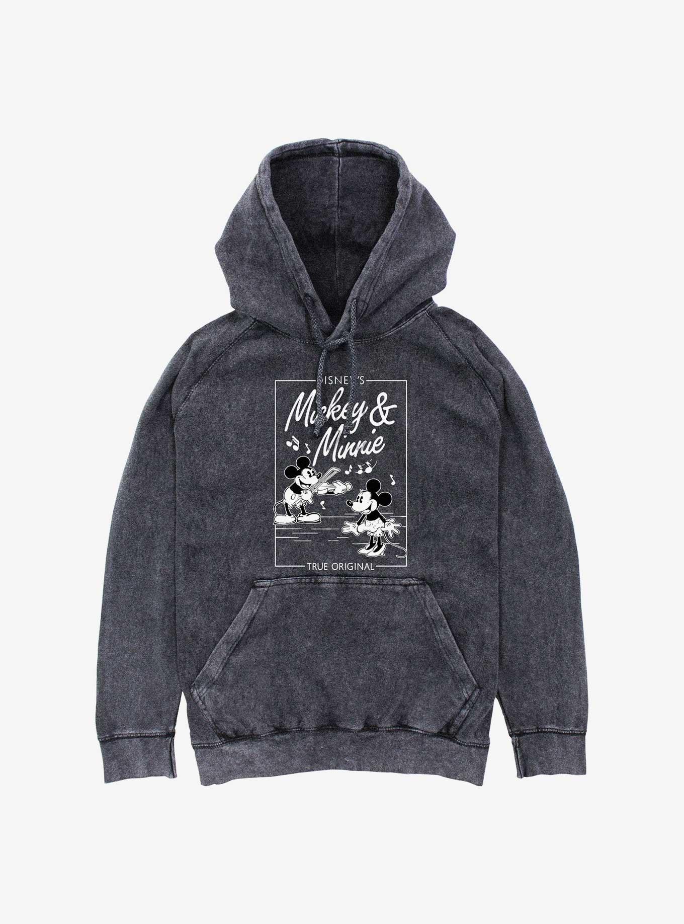 Disney Mickey Mouse Mickey & Minnie Music Cover Mineral Wash Hoodie, BLACK, hi-res