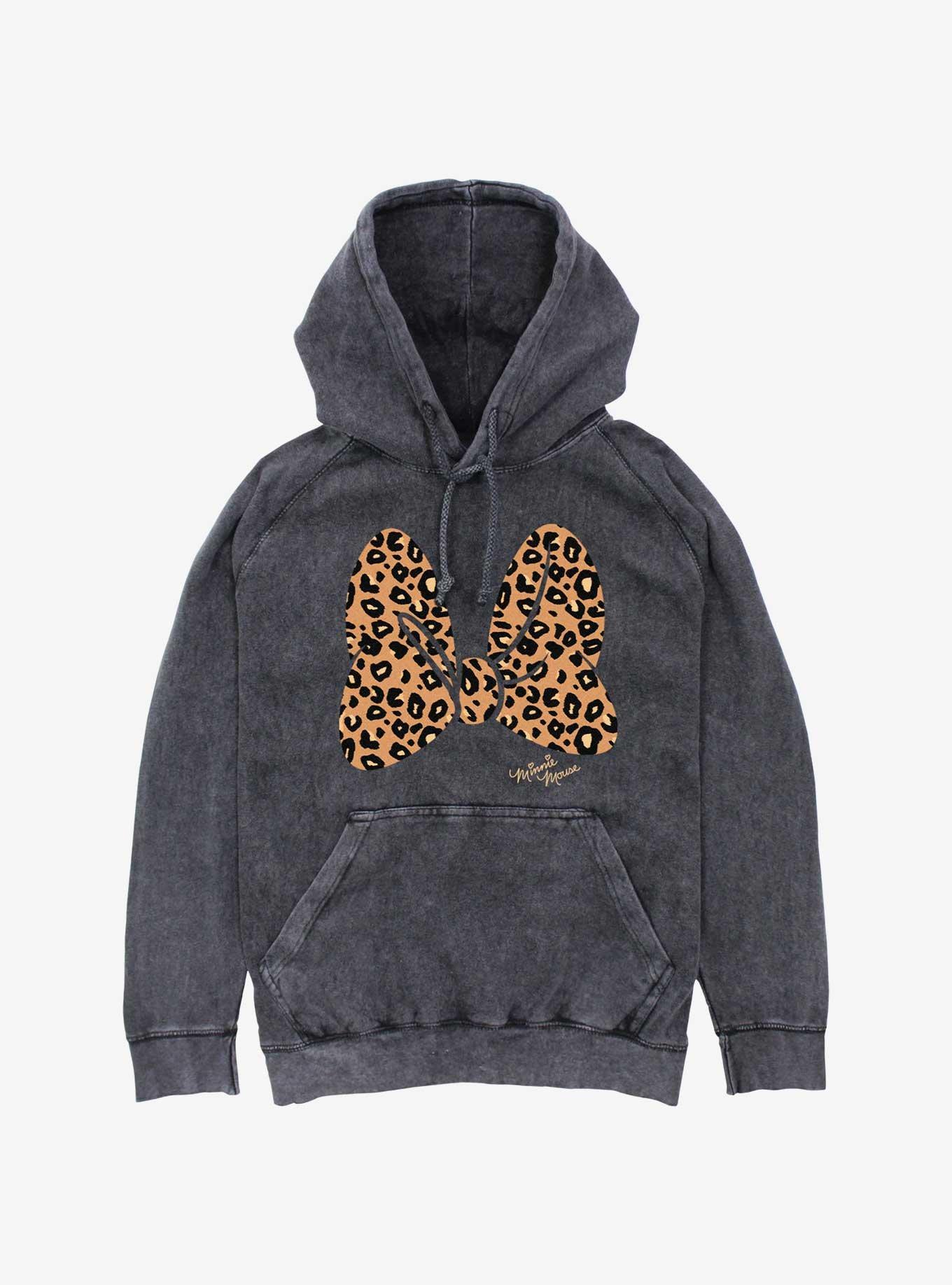 Disney Minnie Mouse Animal Print Bow Mineral Wash Hoodie, , hi-res