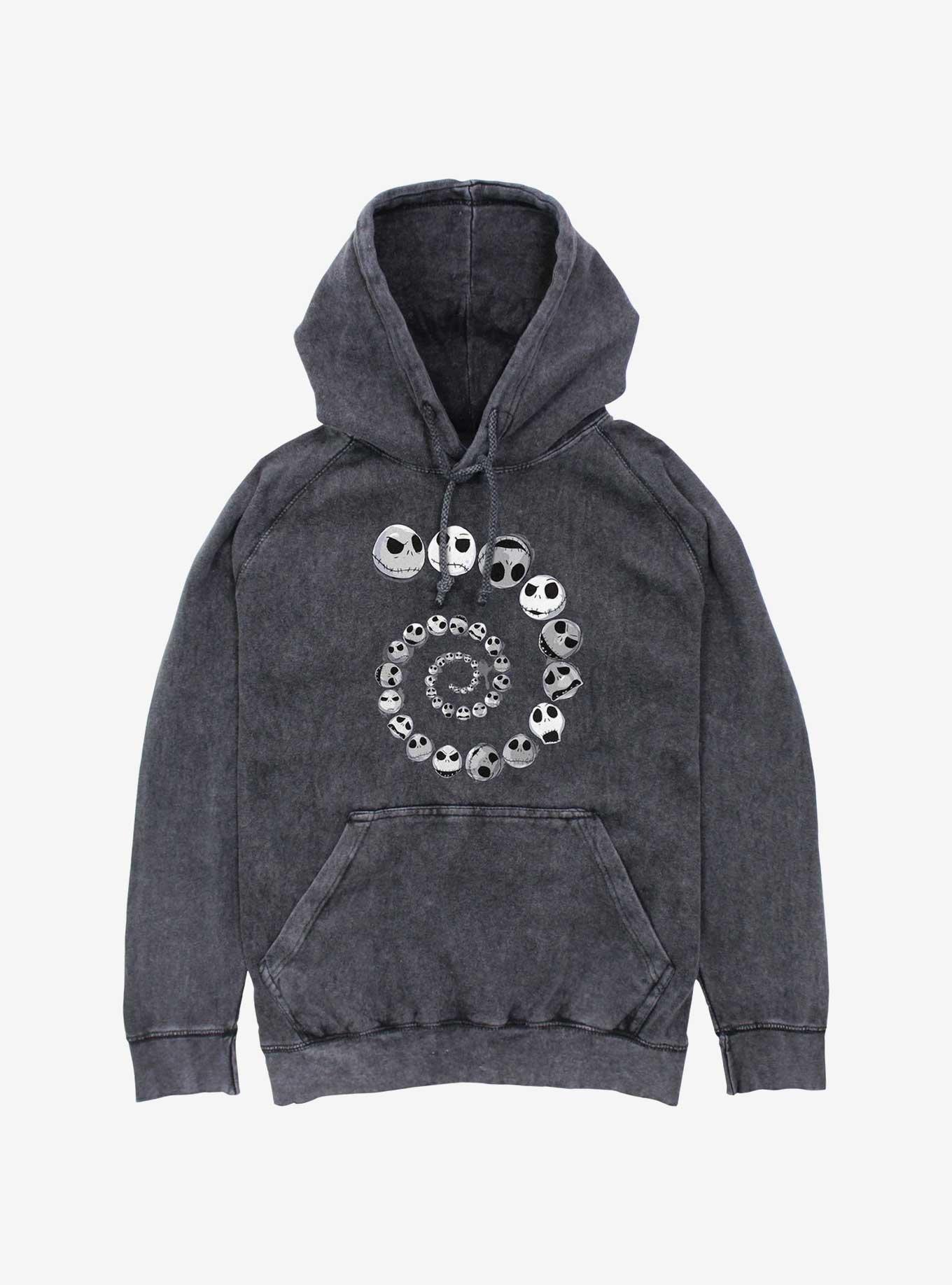 Disney Nightmare Before Christmas Jack Emotions Spiral Mineral Wash Hoodie, BLACK, hi-res