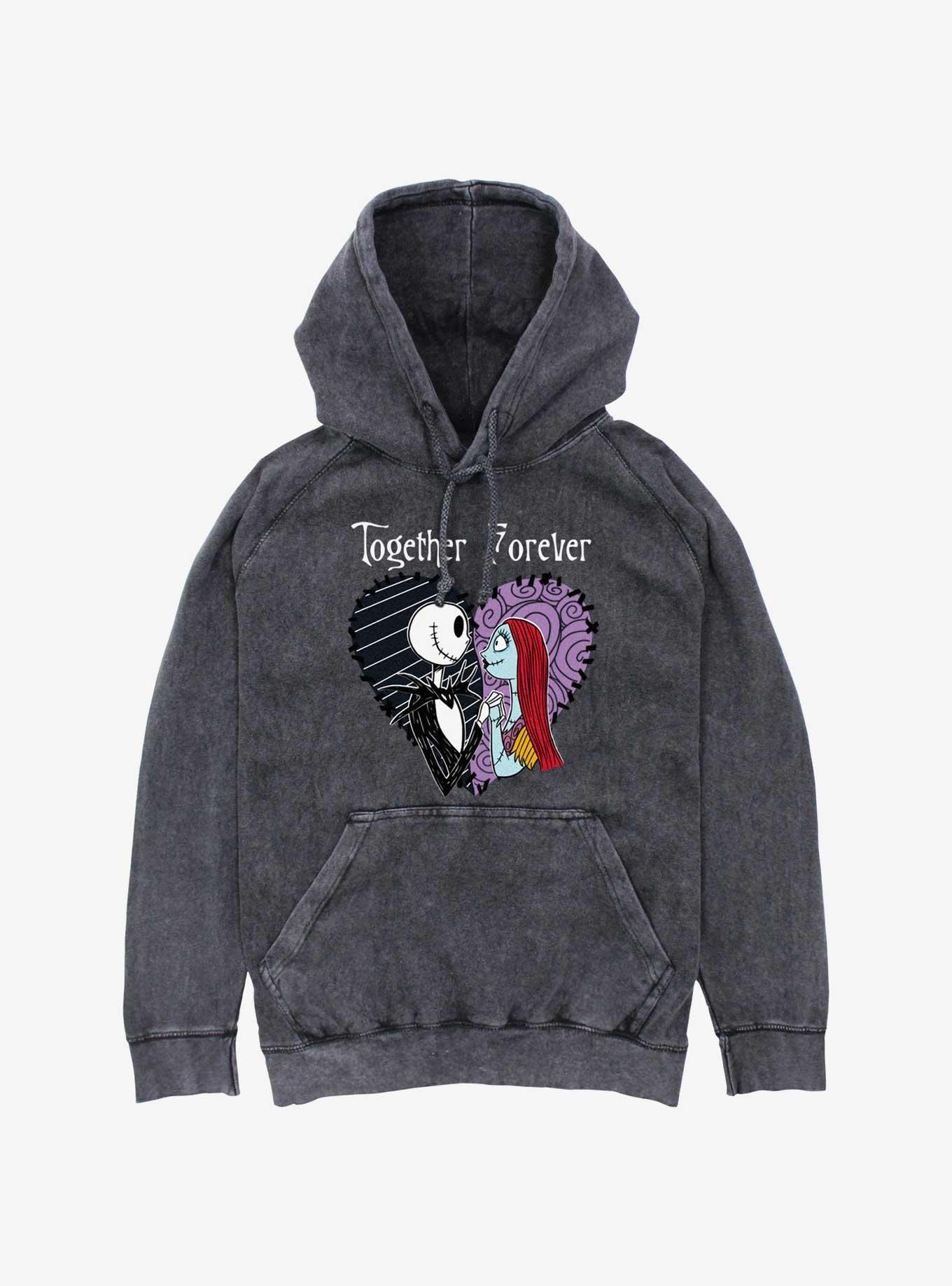 Disney Nightmare Before Christmas Together Forever Mineral Wash Hoodie, BLACK, hi-res