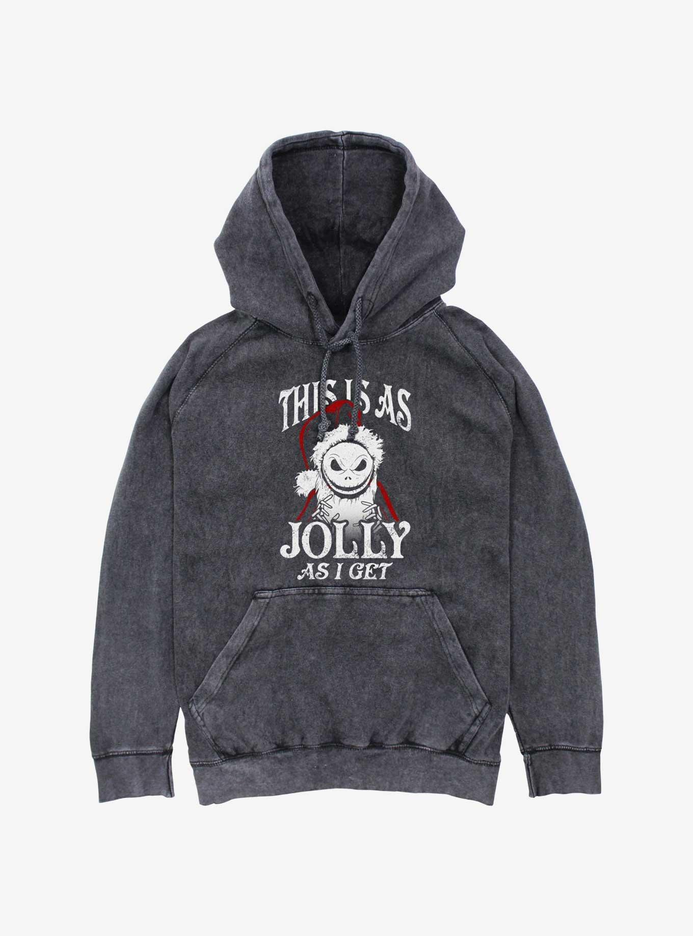 Disney Nightmare Before Christmas Jolly Santa Jack Mineral Wash Hoodie, BLACK, hi-res