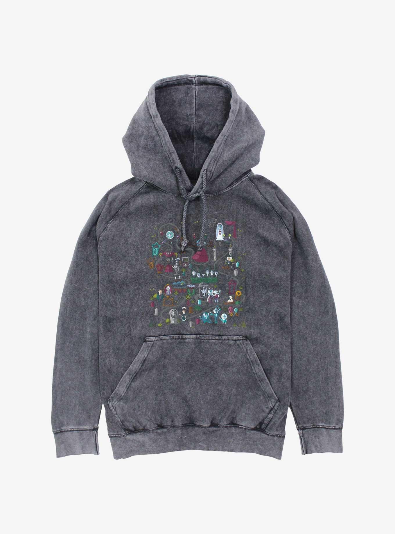 Disney Haunted Mansion Map Mineral Wash Hoodie, , hi-res