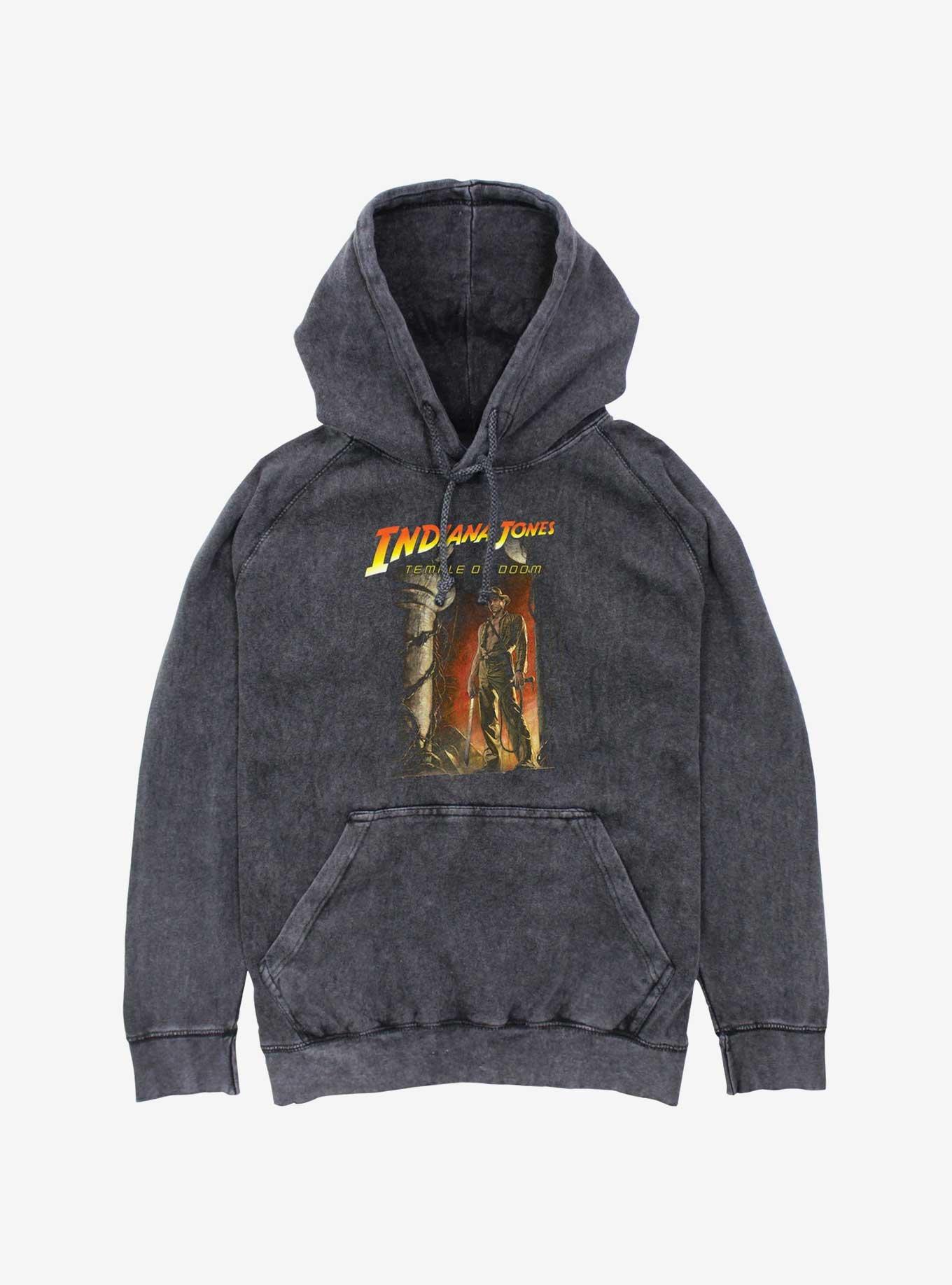 Indiana Jones Temple Of Doom Poster Mineral Wash Hoodie, BLACK, hi-res