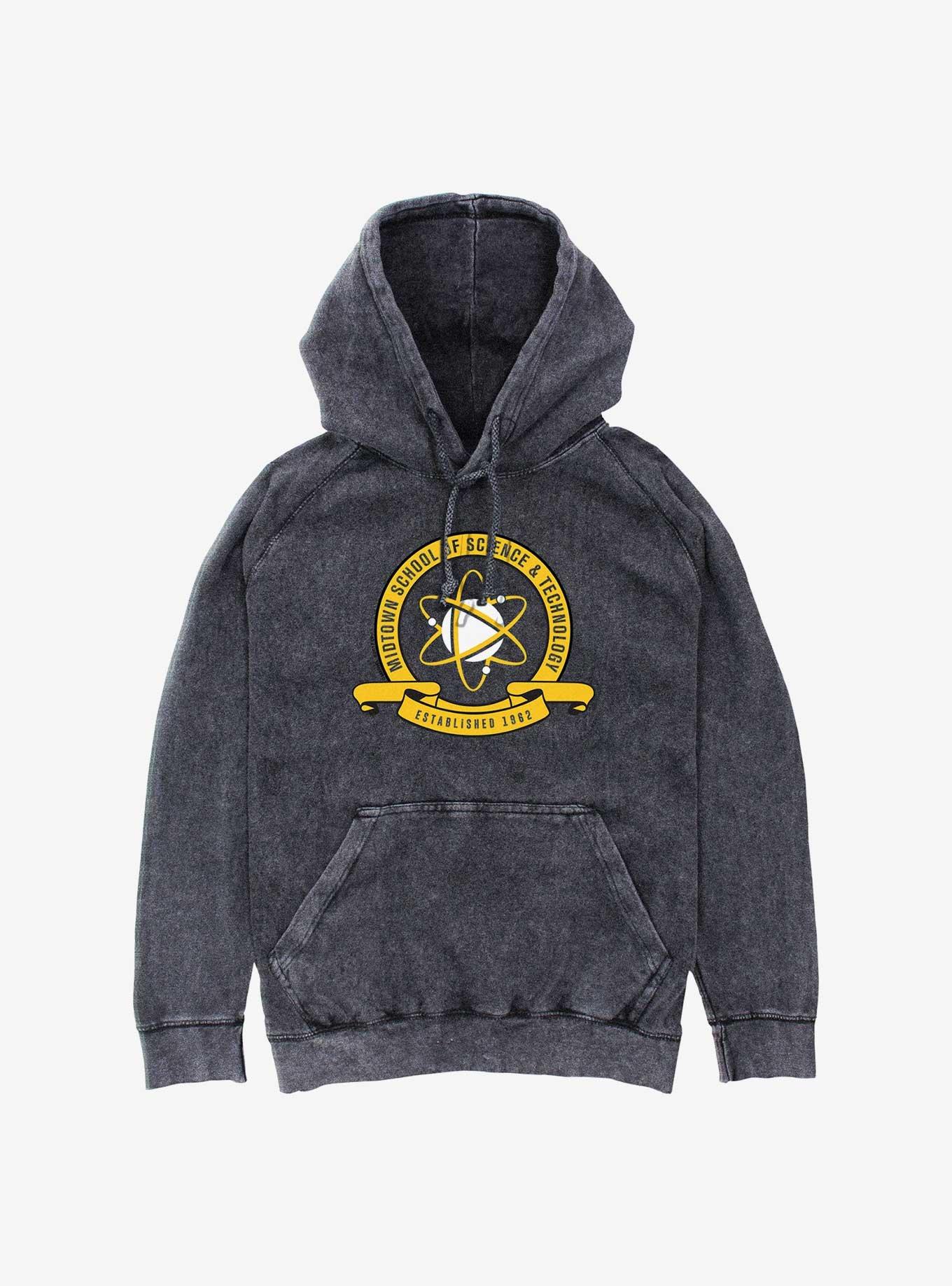 Marvel Spider-Man Midtown School Emblem Mineral Wash Hoodie, BLACK, hi-res