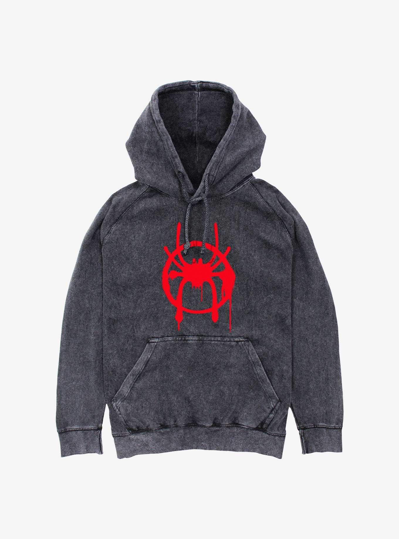 Marvel Spider-Man Miles Morales Spray Symbol Mineral Wash Hoodie, , hi-res