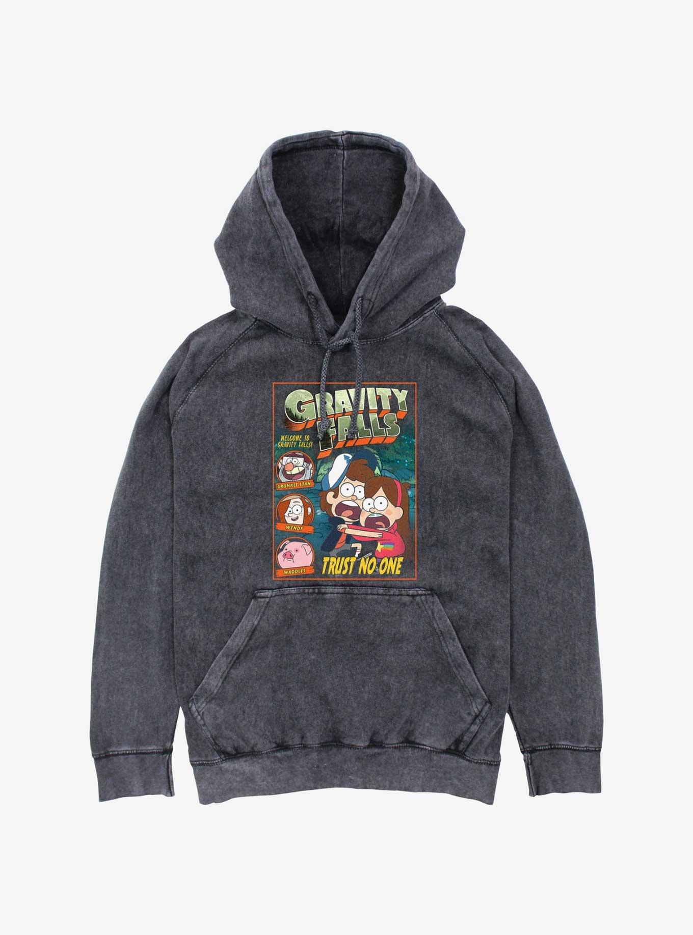 Gravity Falls Comic Mineral Wash Hoodie, BLACK, hi-res