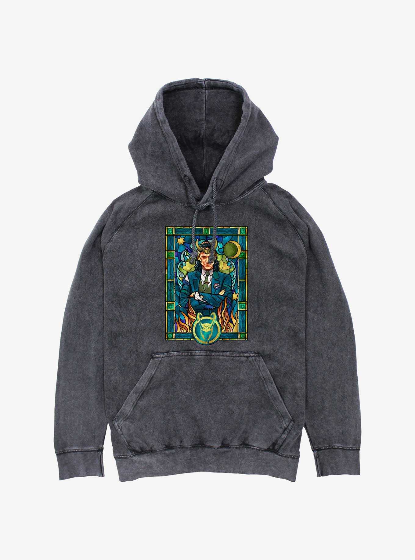 Marvel Loki Stained Glass Mineral Wash Hoodie, , hi-res