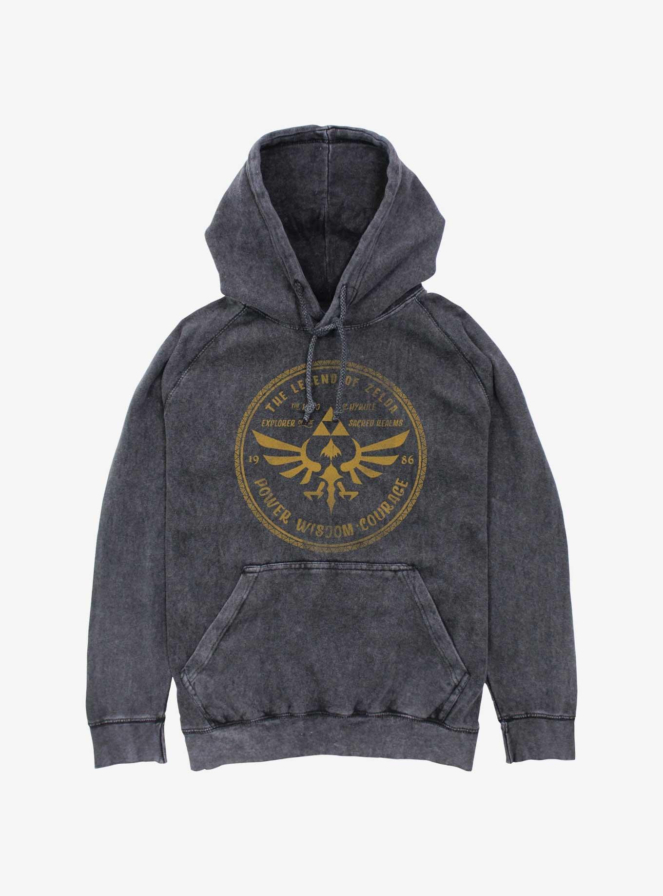 The Legend Of Zelda Power Wisdom Courage Mineral Wash Hoodie, , hi-res