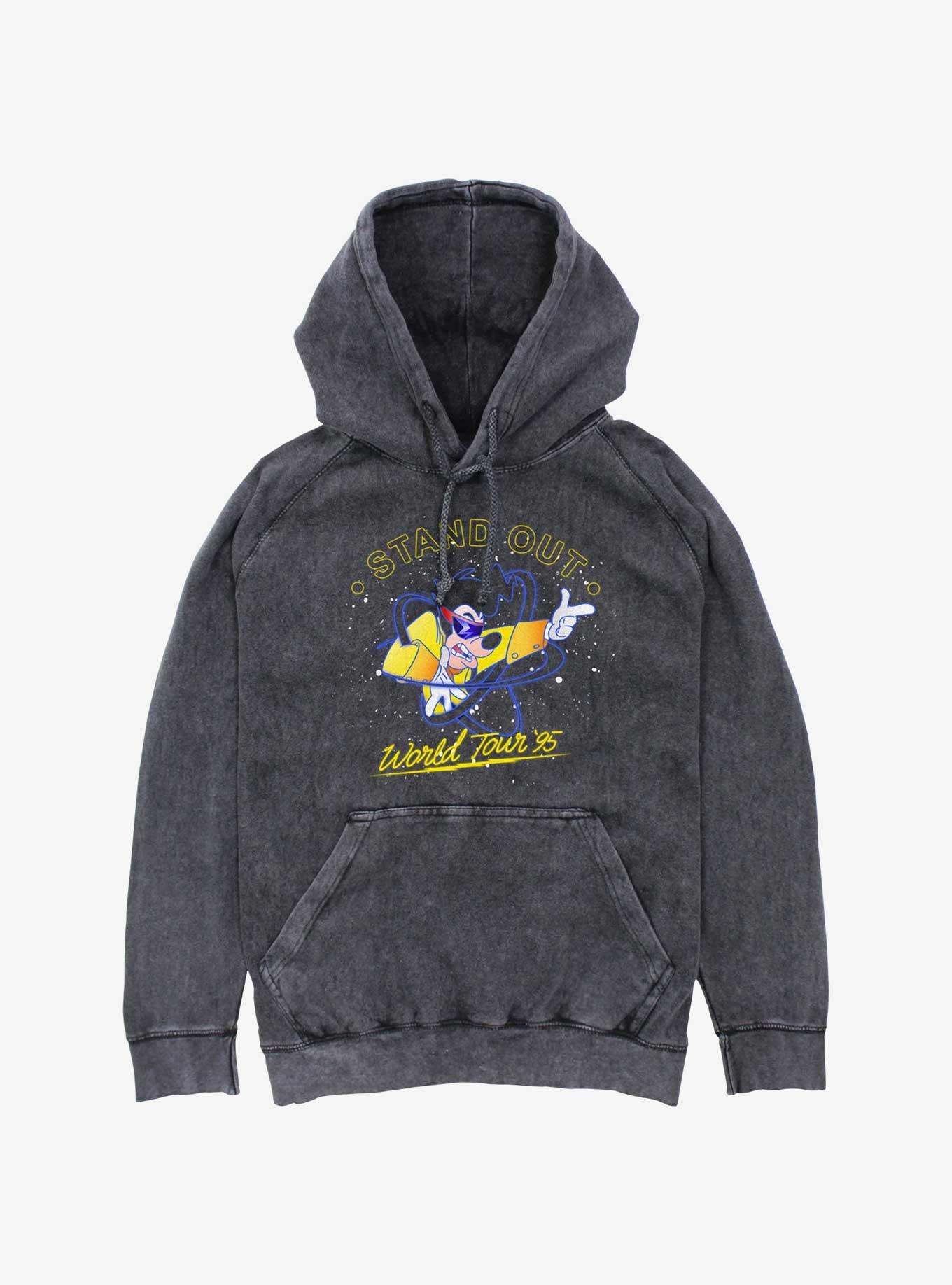 Disney A Goofy Movie Above The Crowd Powerline Mineral Wash Hoodie, BLACK, hi-res