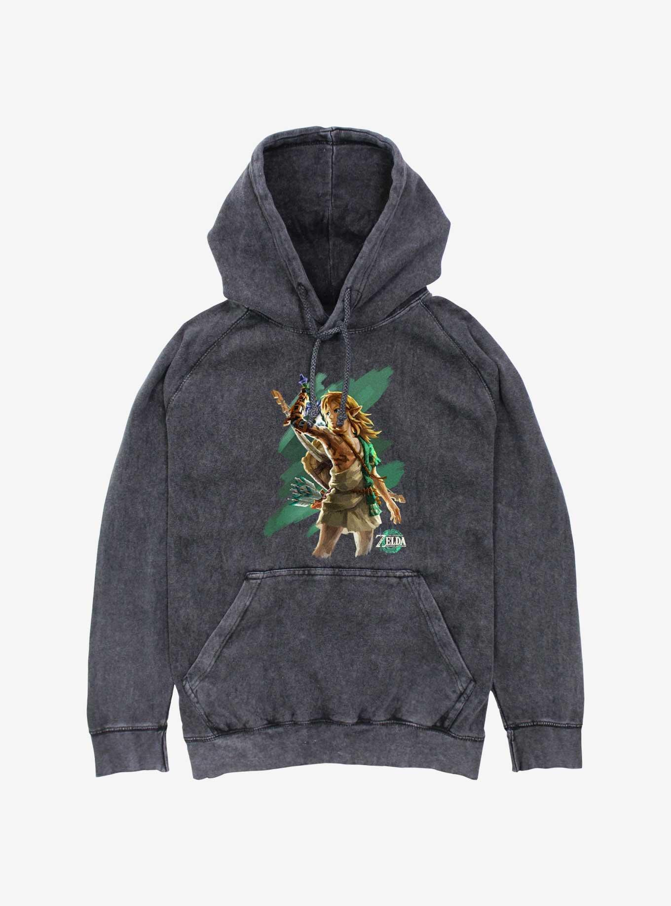 The Legend Of Zelda Hero Link Mineral Wash Hoodie, BLACK, hi-res