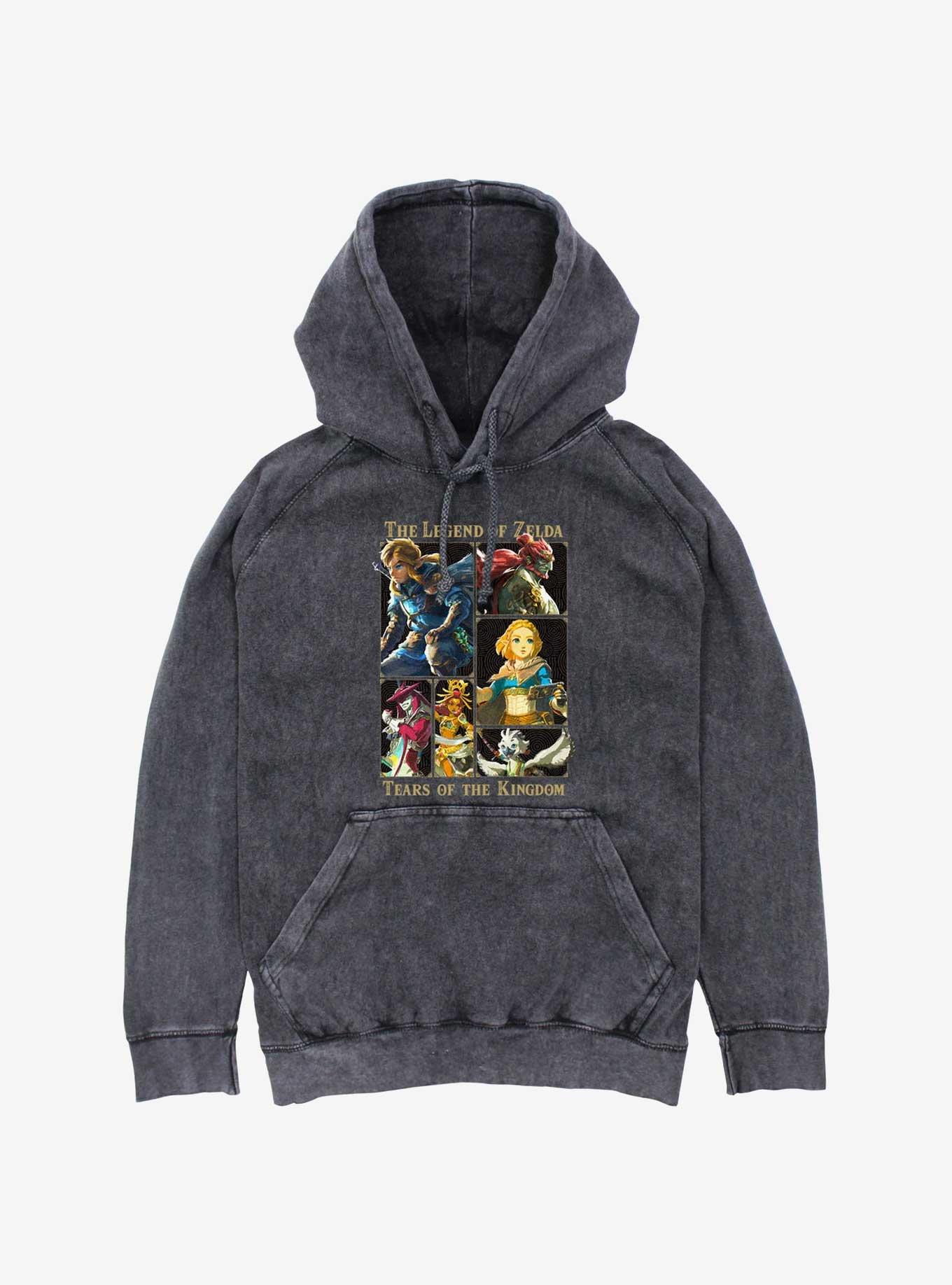 The Legend Of Zelda: Tears Of The Kingdom Characters Mineral Wash Hoodie, BLACK, hi-res