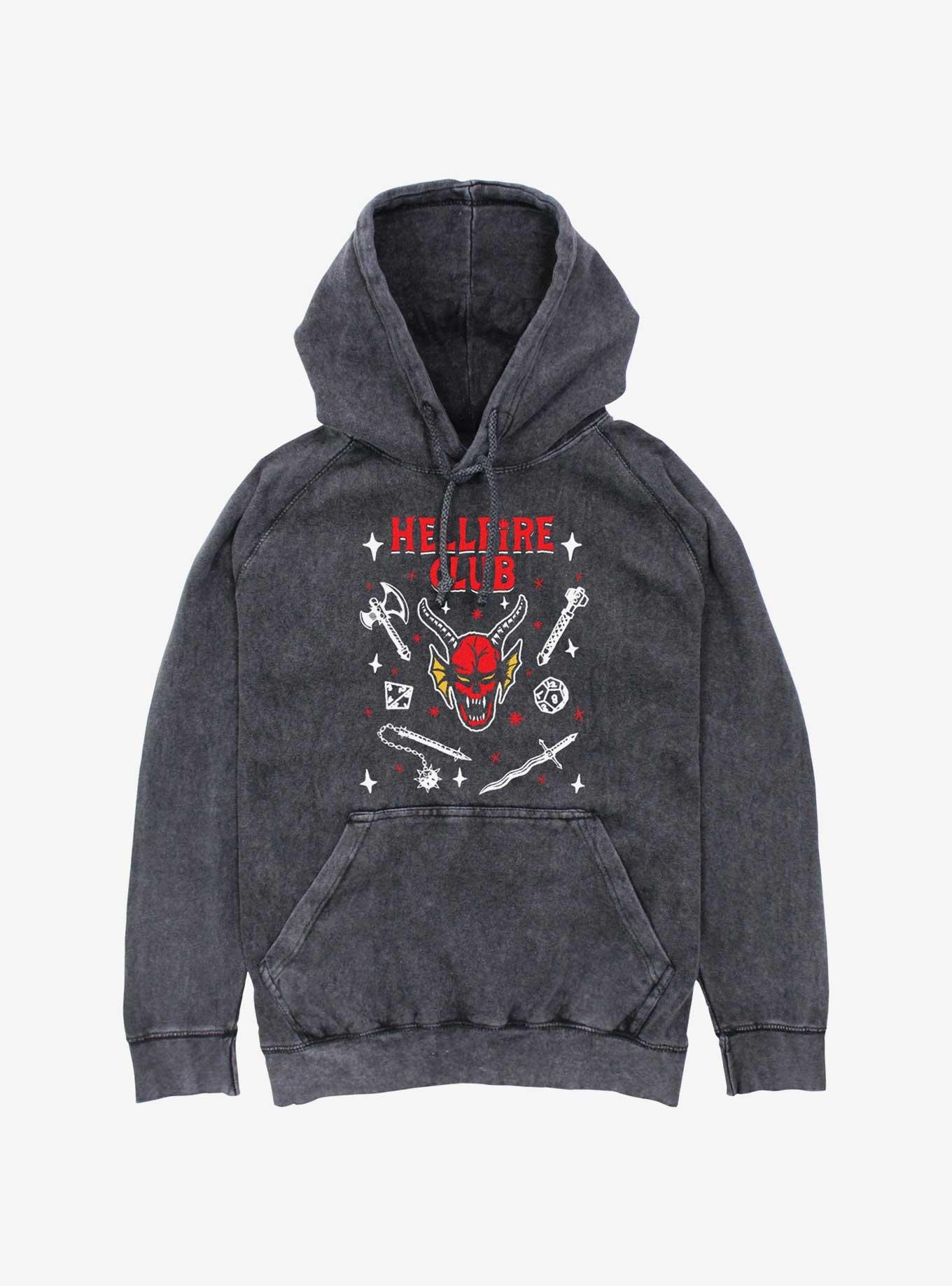 Stranger Things Hellfire Club Icons Mineral Wash Hoodie, , hi-res