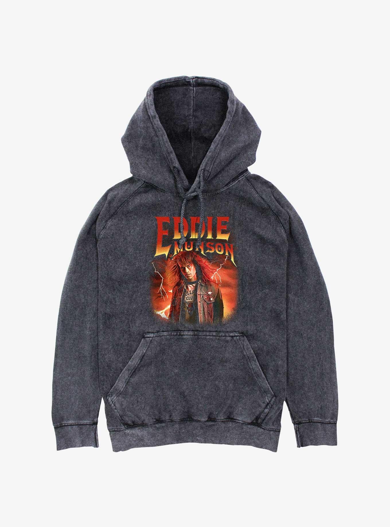 Stranger Things Eddie Munson Metal Mineral Wash Hoodie, , hi-res