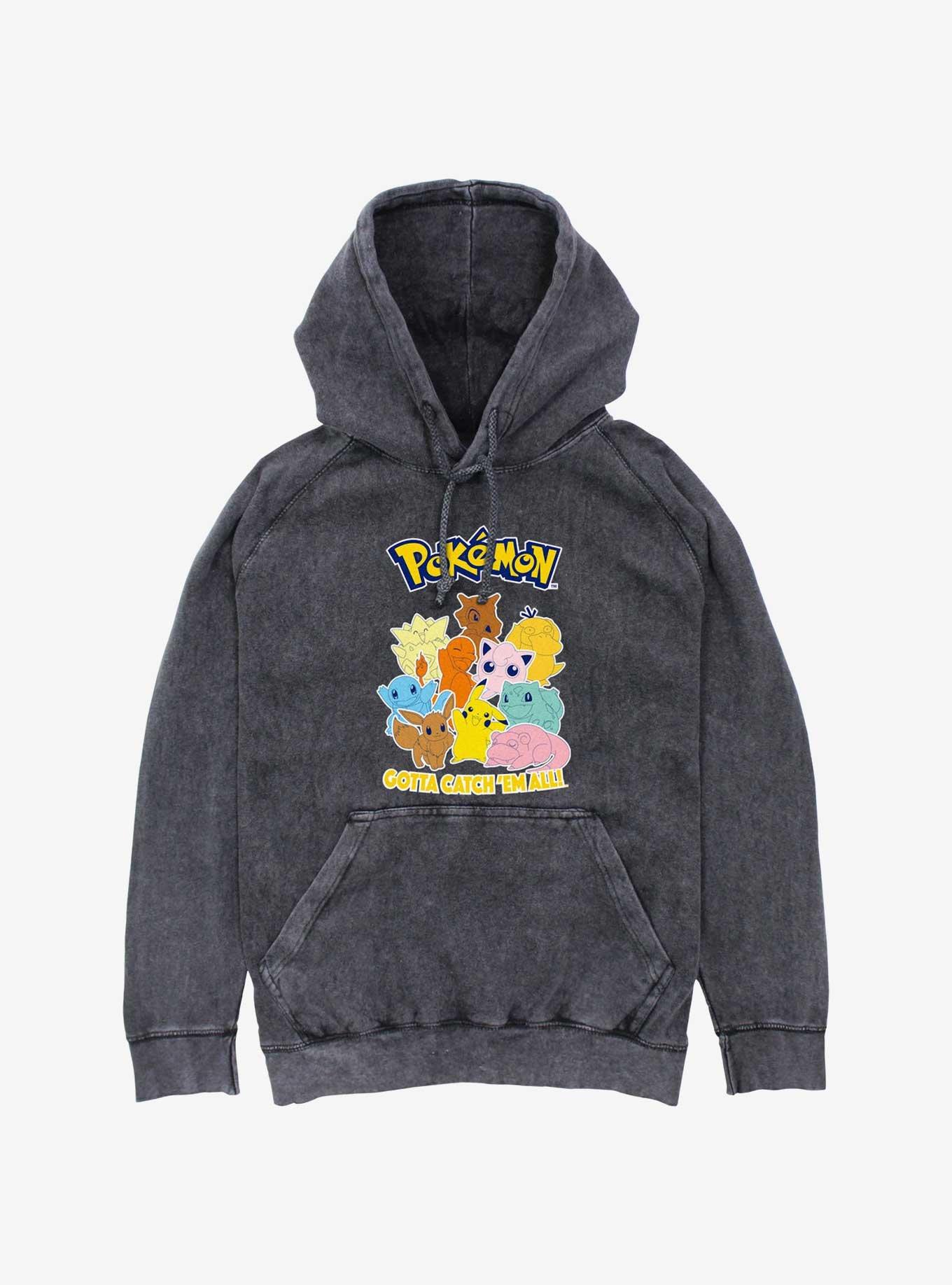 Pokemon Gotta Catch 'Em All Mineral Wash Hoodie, BLACK, hi-res