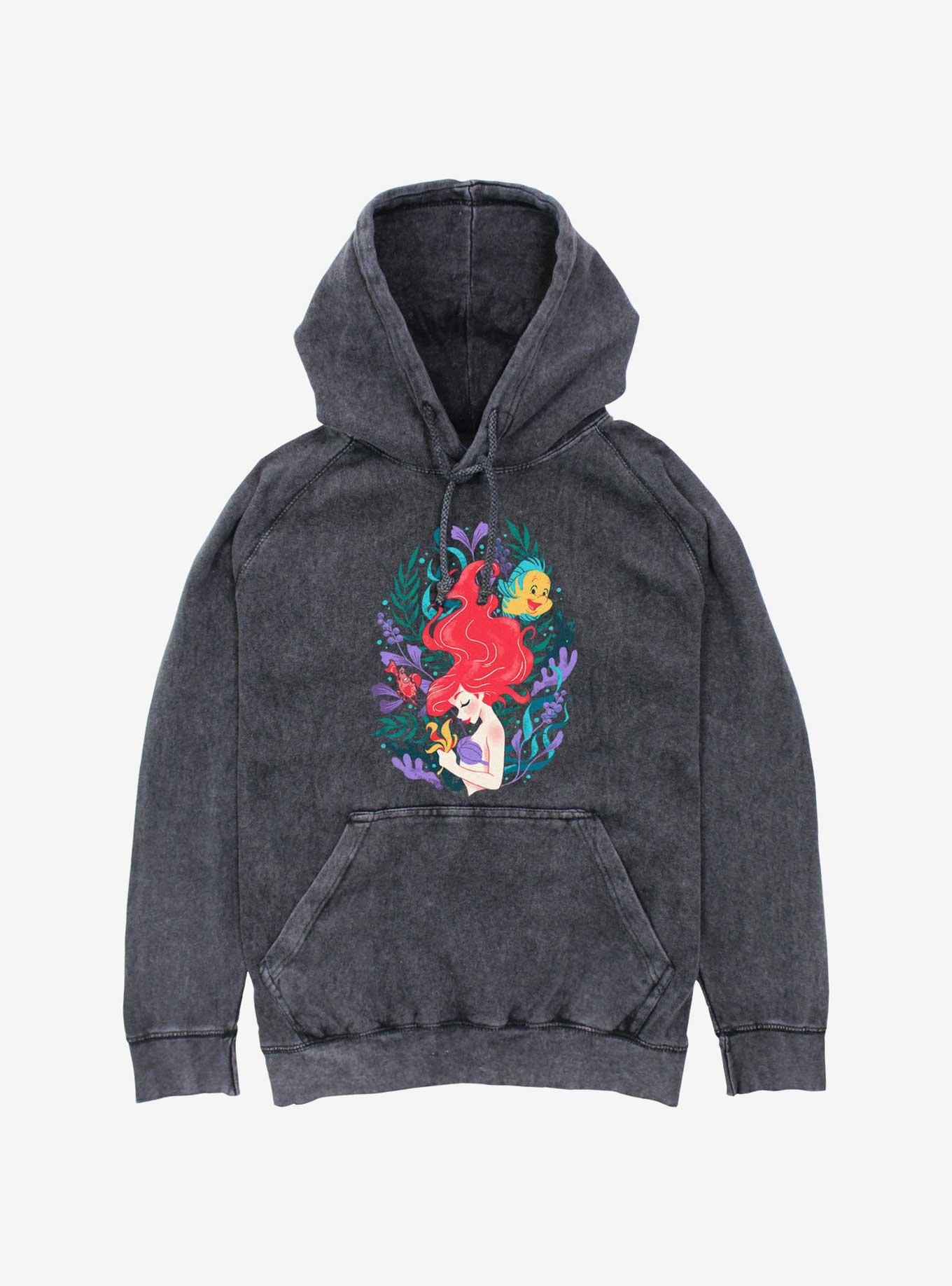 Disney The Little Mermaid Leafy Ariel Mineral Wash Hoodie, , hi-res