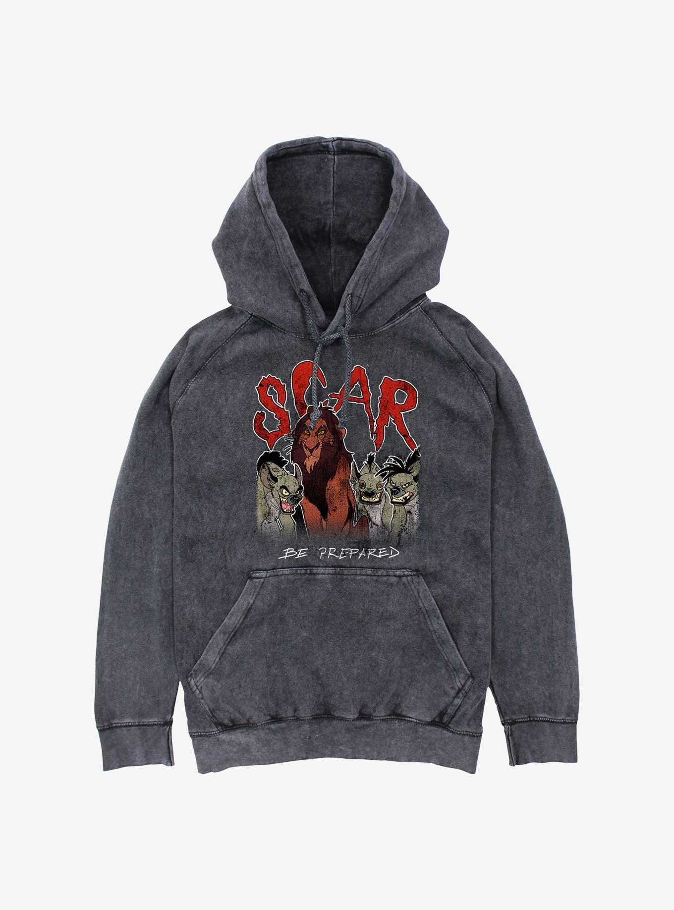 Disney The Lion King Scar Be Prepared Mineral Wash Hoodie, BLACK, hi-res